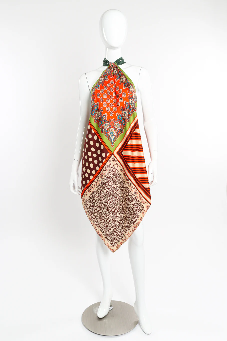 Patchwork Silk Halter Scarf Top