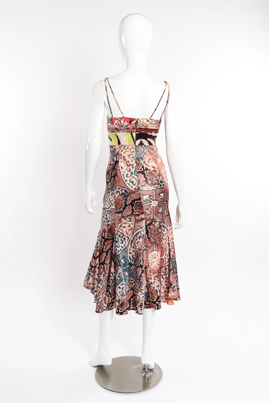 Patchwork Snake Print Silk Dress - Image 3