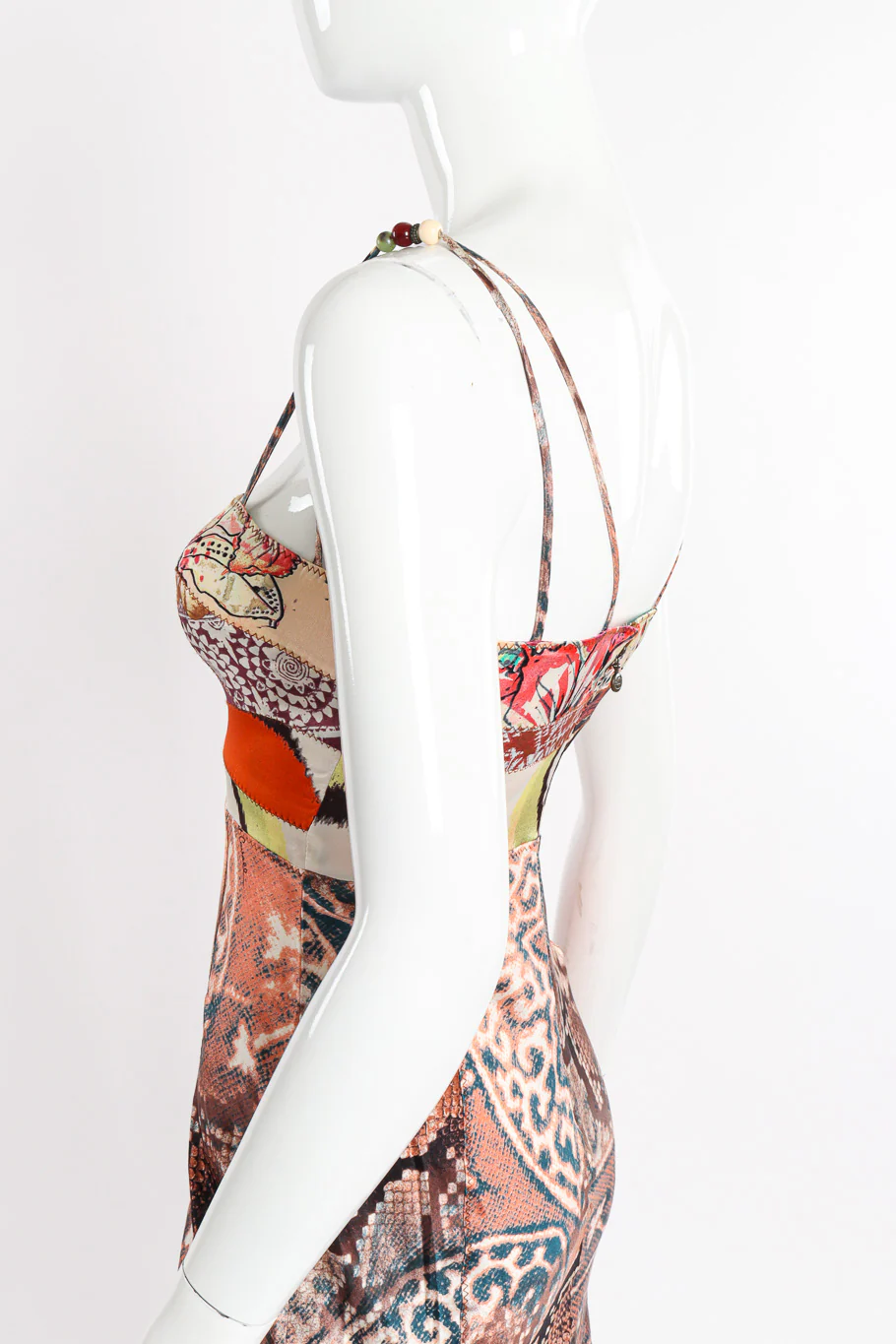 Patchwork Snake Print Silk Dress - Image 5
