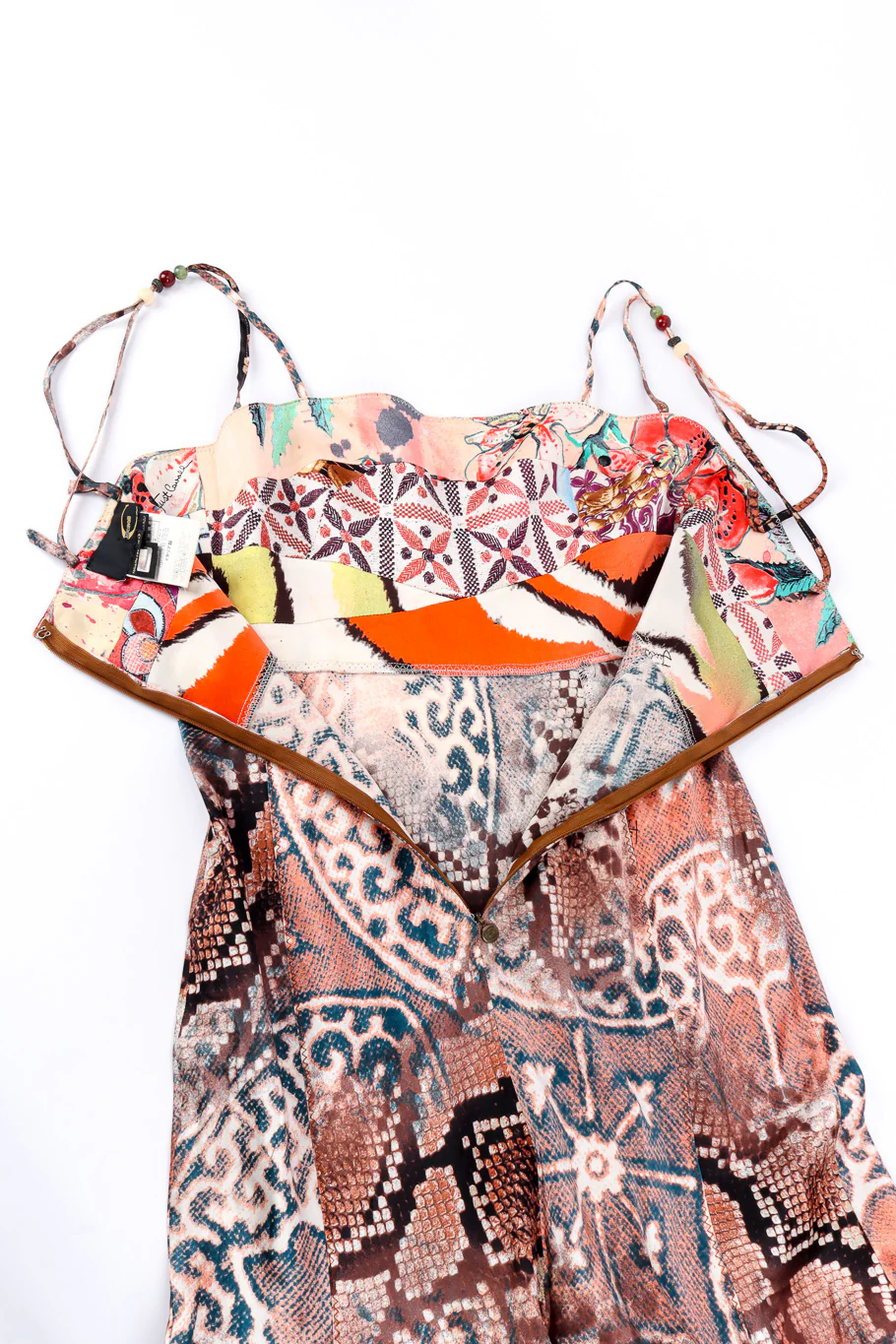 Patchwork Snake Print Silk Dress - Image 7