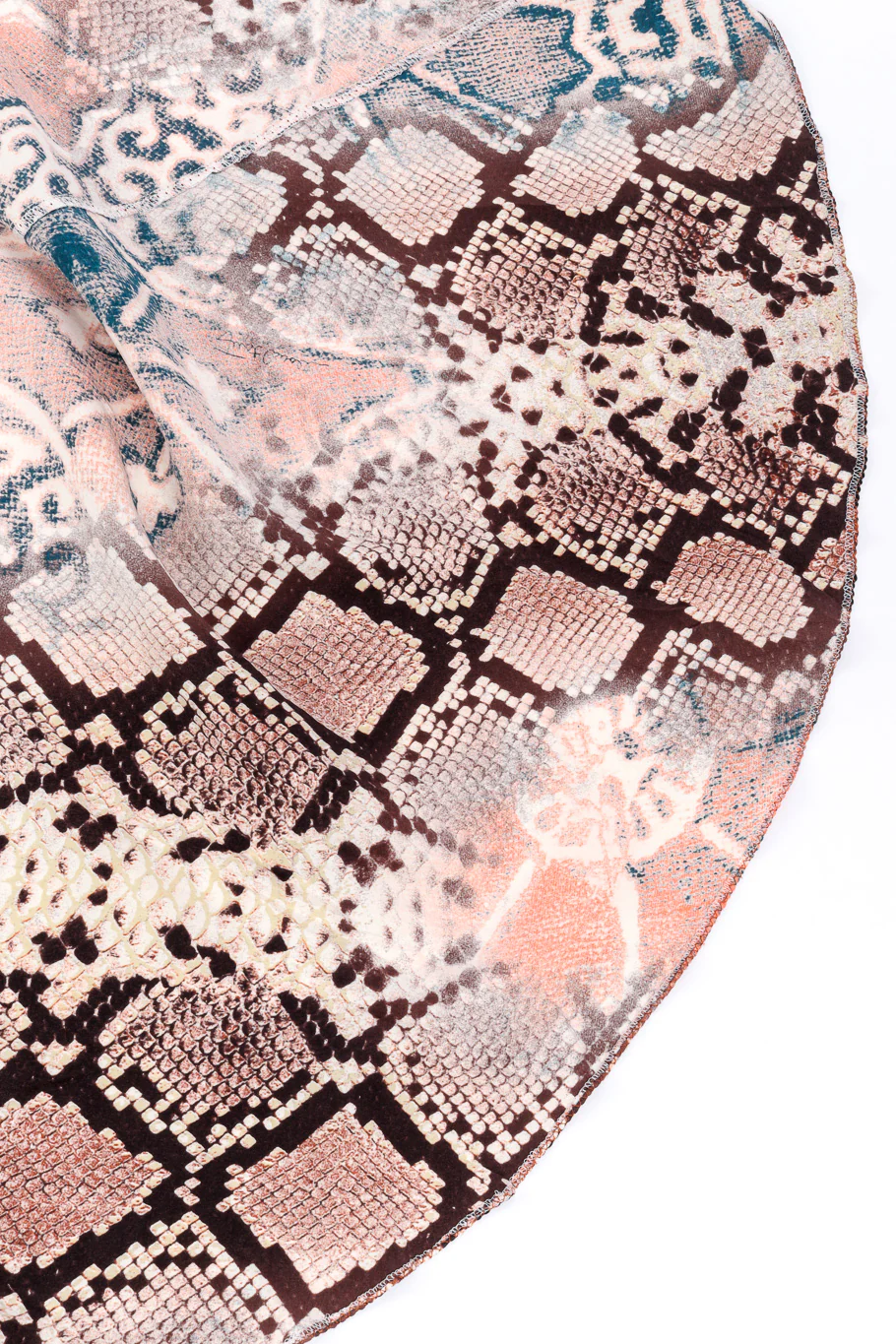 Patchwork Snake Print Silk Dress - Image 8