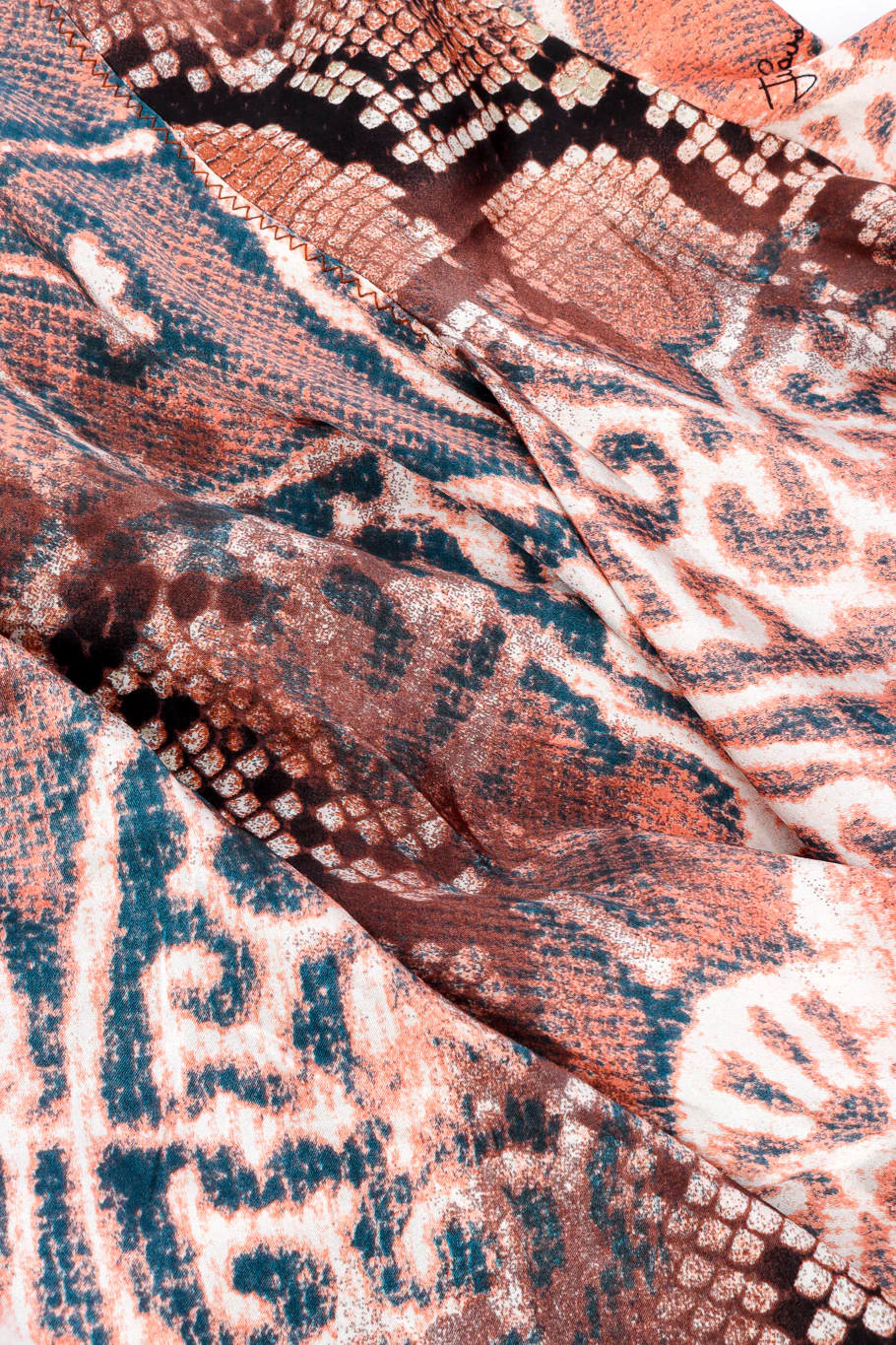 Patchwork Snake Print Silk Dress - Image 9