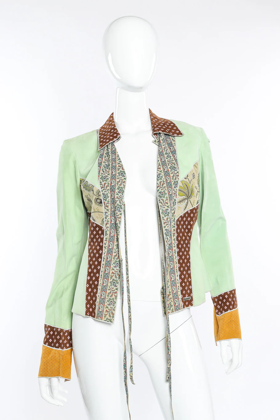 Patchwork Suede Ties Jacket - Image 2