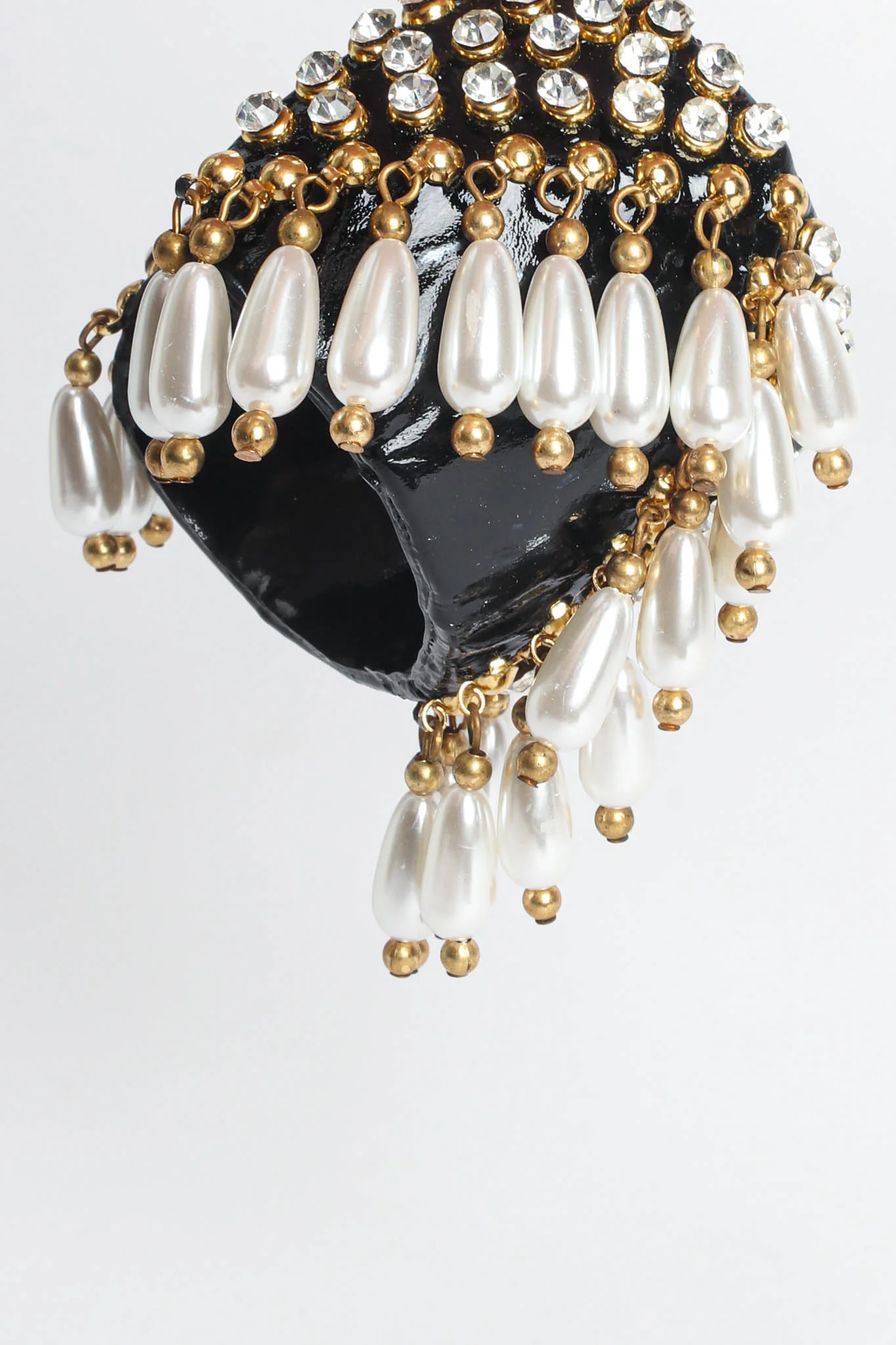 Patent Leather Rhinestone & Pearl Cuff - Image 10