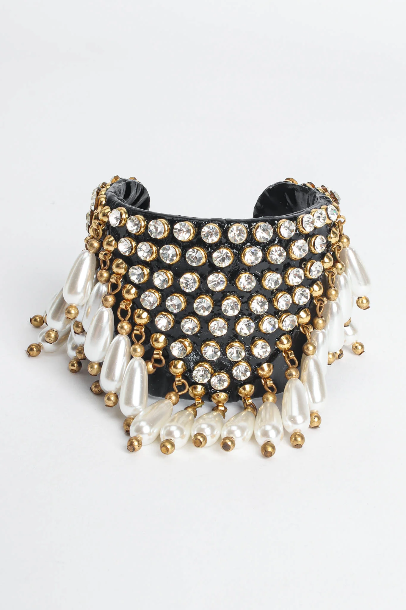 Patent Leather Rhinestone & Pearl Cuff - Image 5