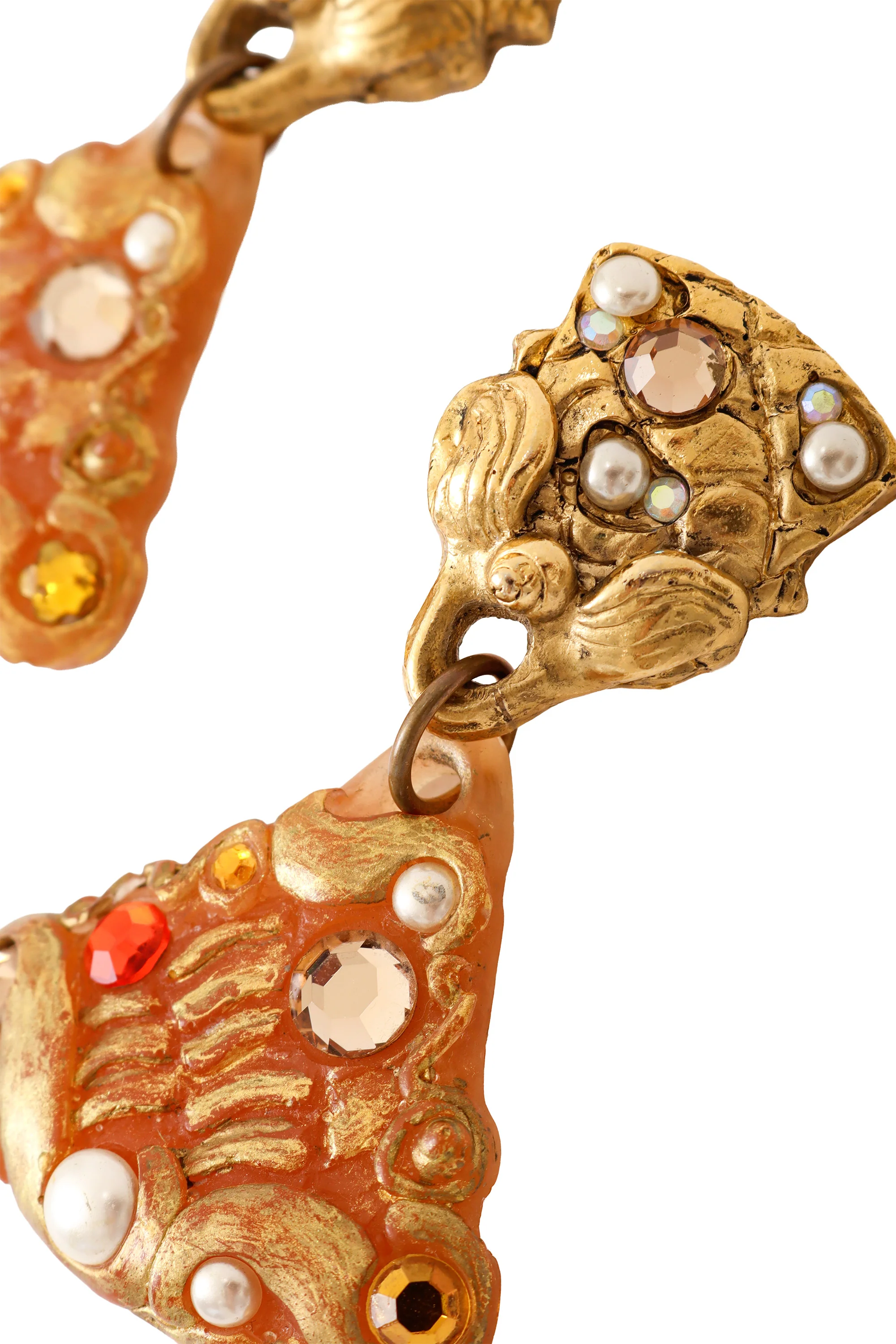 Coral Resin Shell Drop Earrings - Image 3