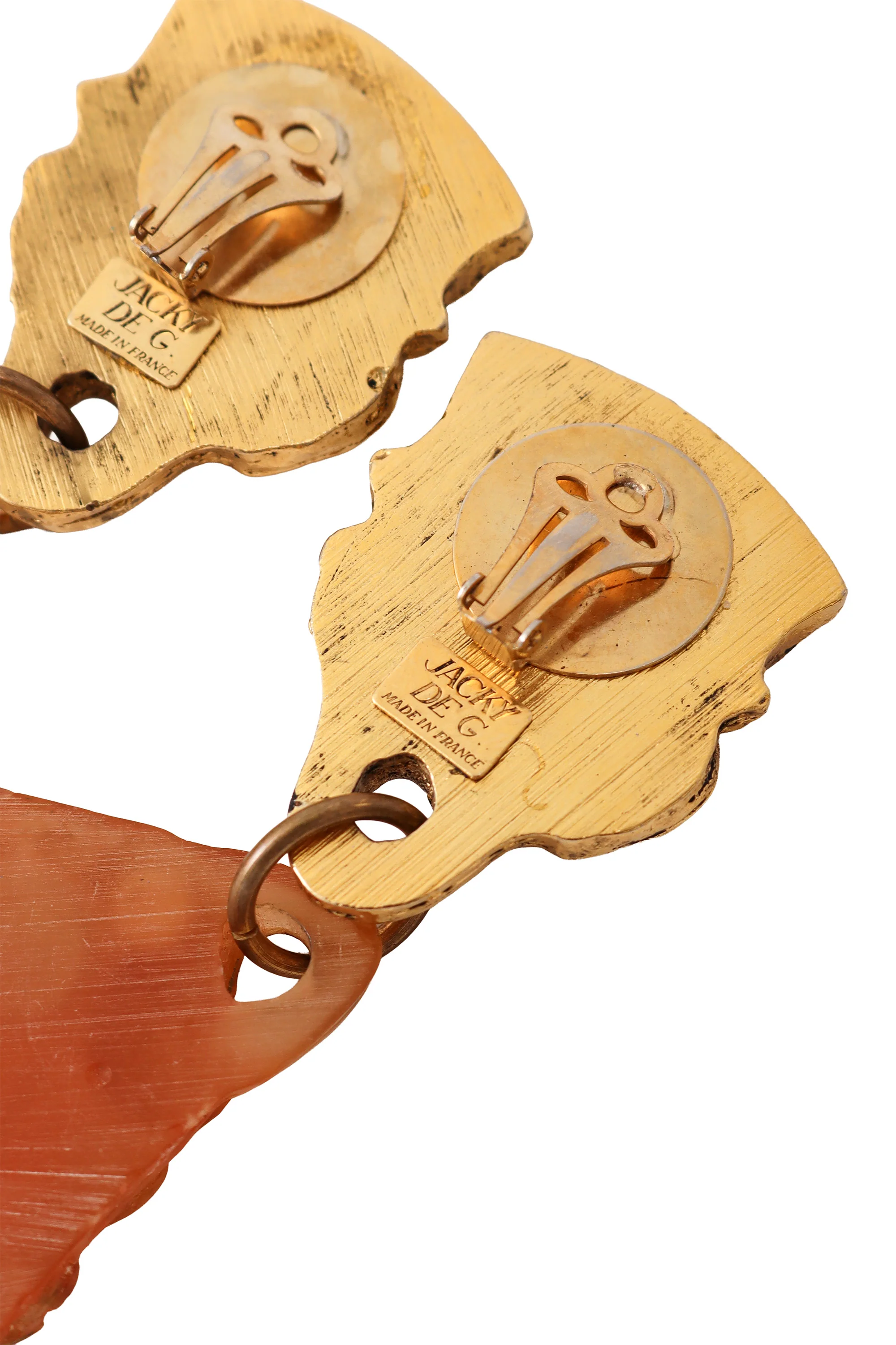 Coral Resin Shell Drop Earrings - Image 5