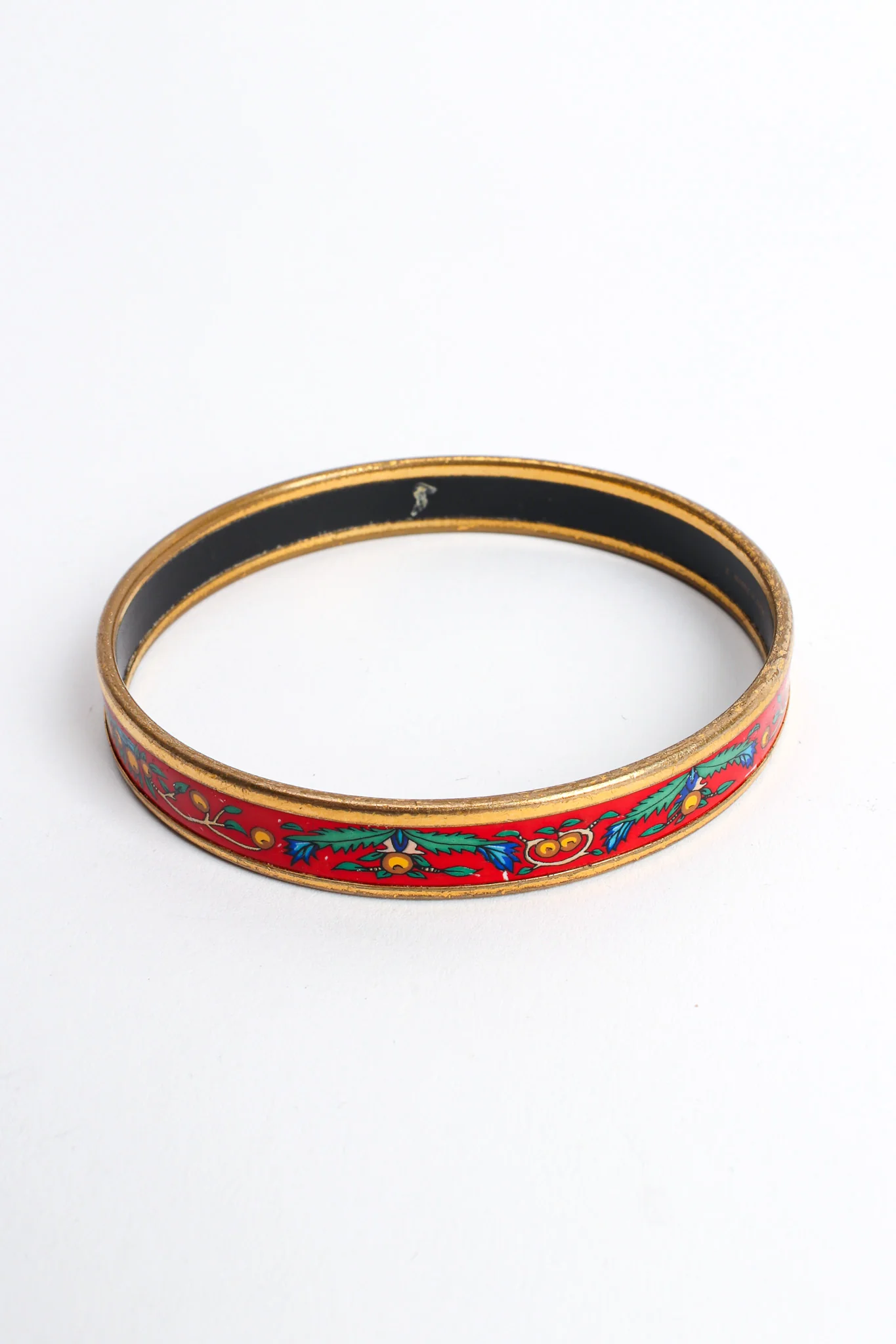 Peacock Fern Narrow Enamel Bracelet