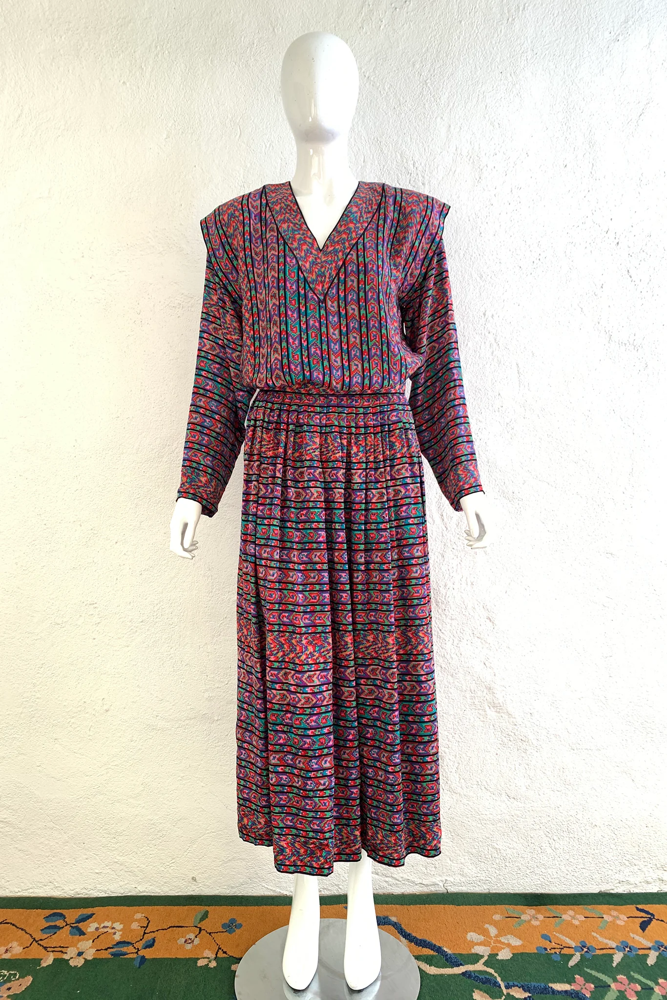 Printed Stripe Blouse & Skirt Set - Image 6