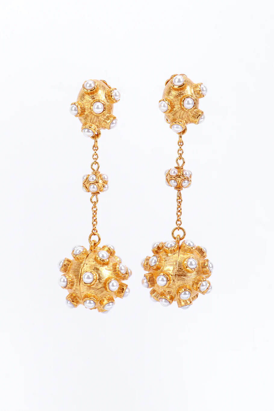 Pearl Atomic Ball Drop Earrings