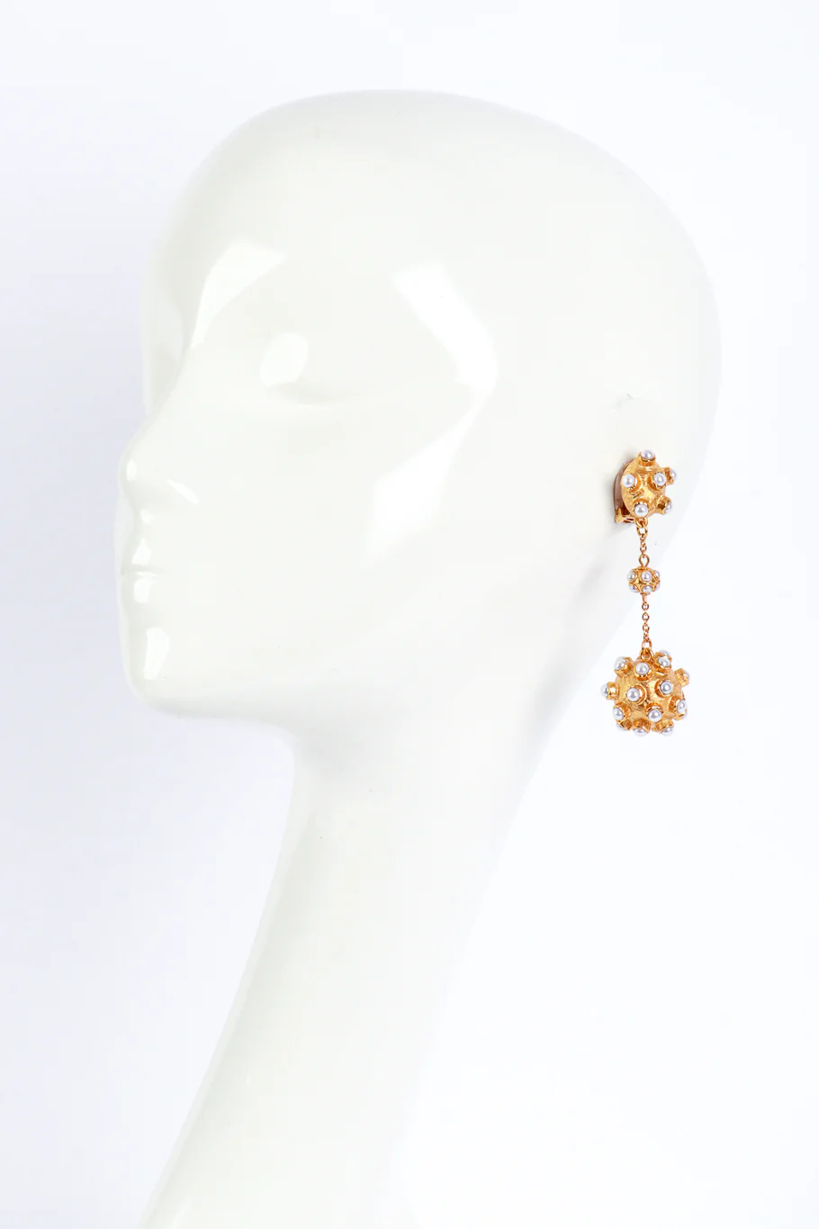 Pearl Atomic Ball Drop Earrings - Image 2