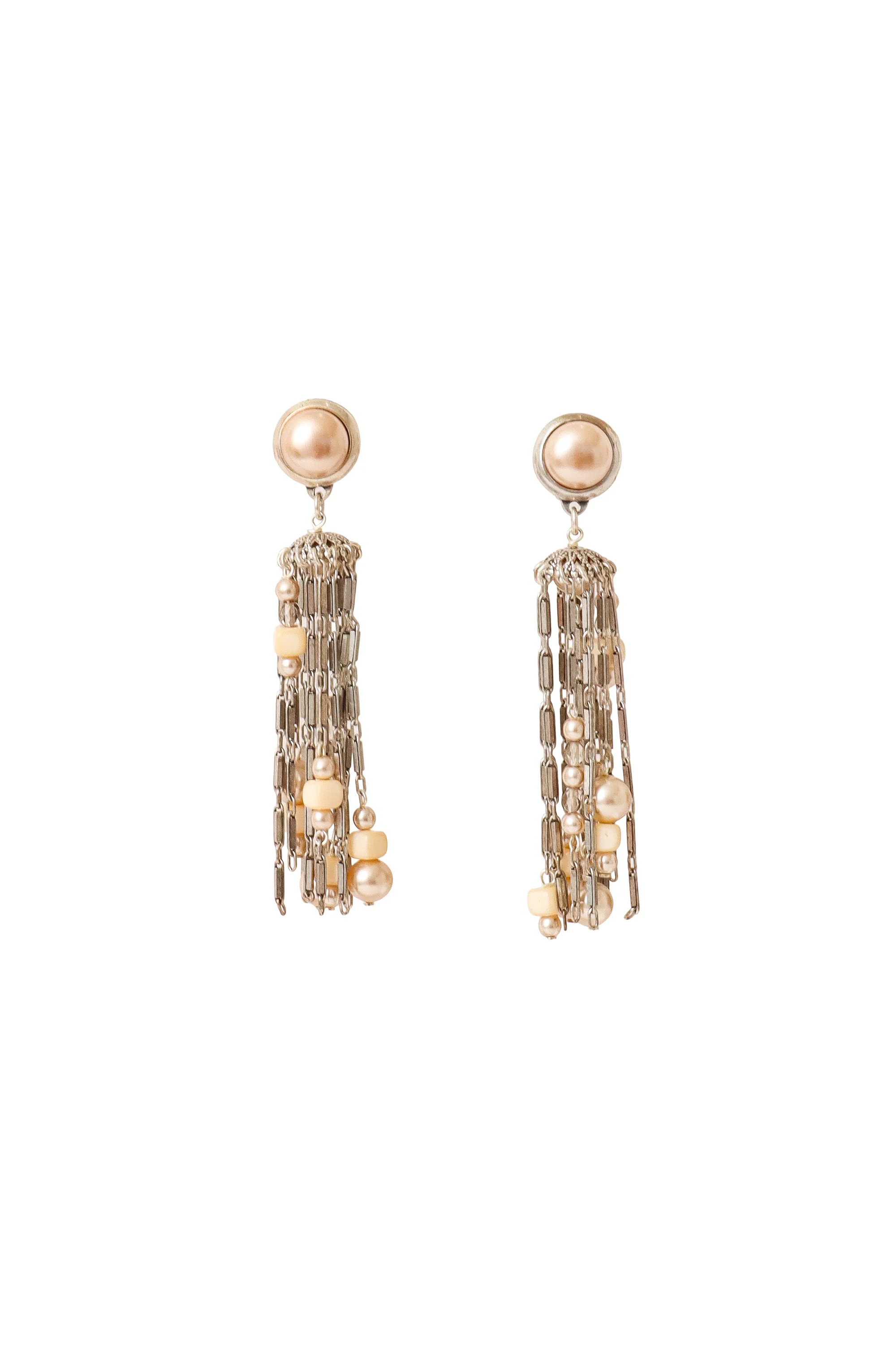 Pearl Bar Fringe Drop Earrings