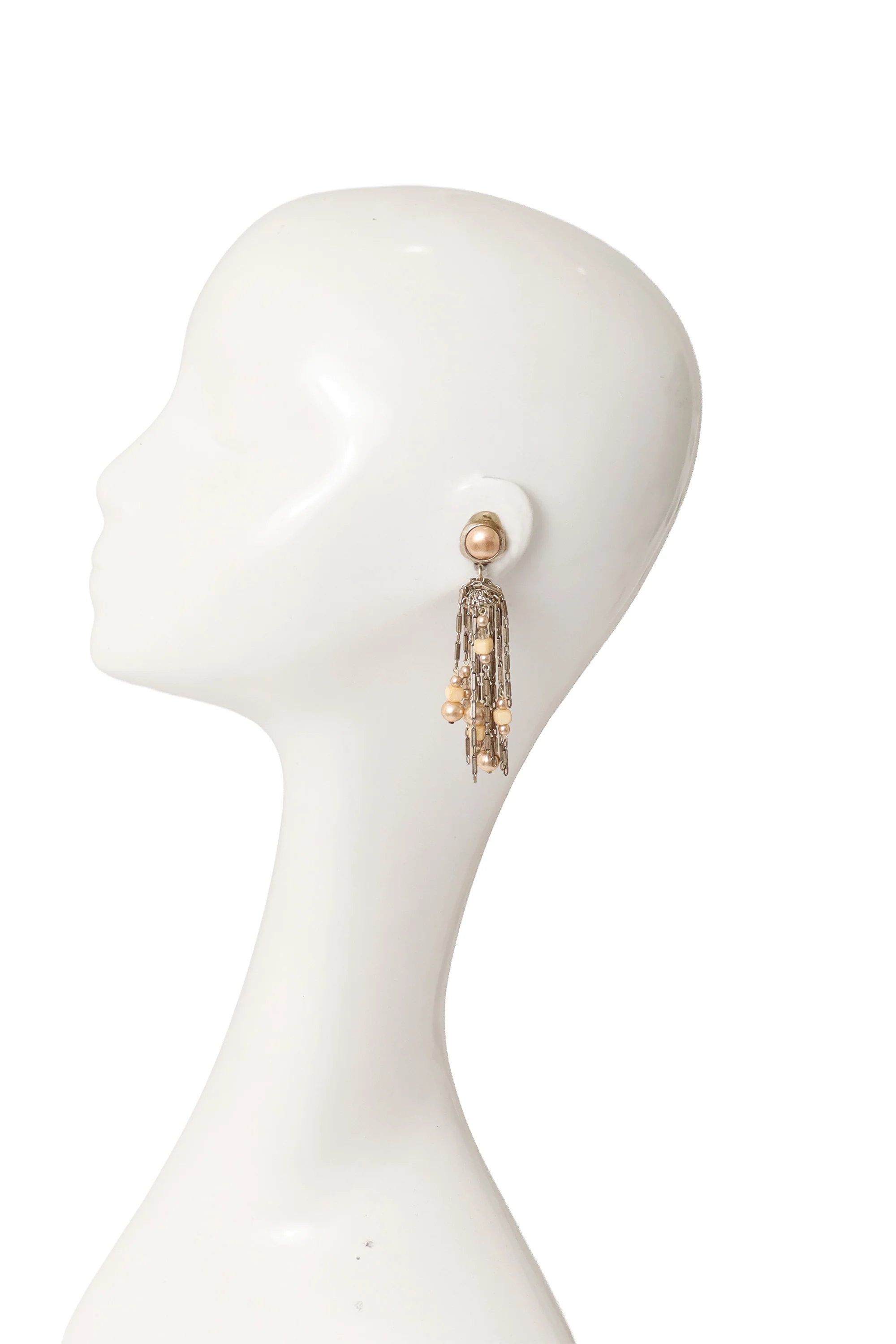 Pearl Bar Fringe Drop Earrings - Image 2