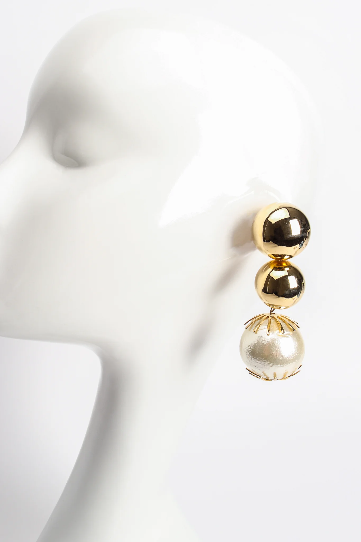 Pearl Bauble Ball Earrings - Image 2