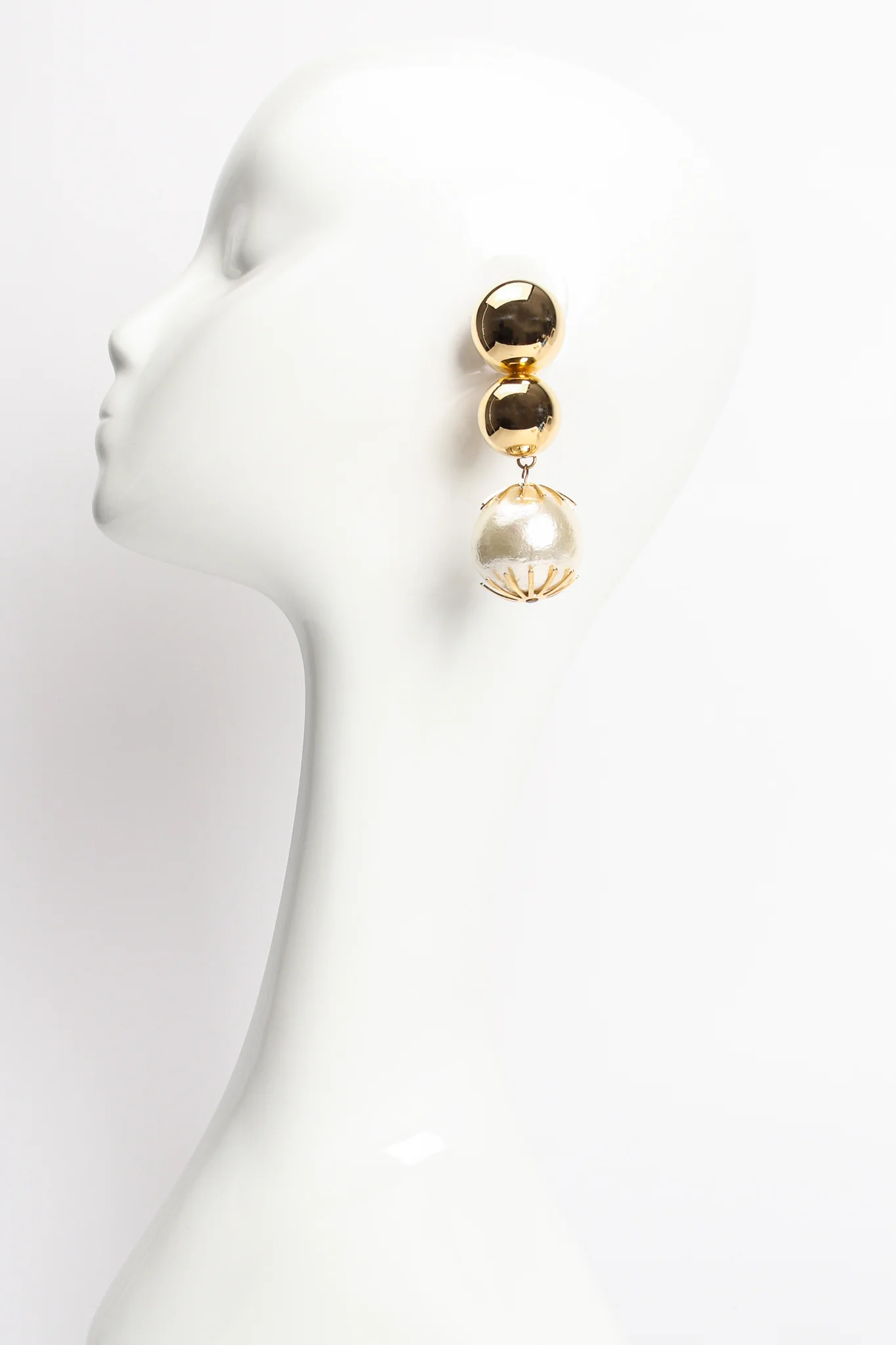 Pearl Bauble Ball Earrings - Image 3