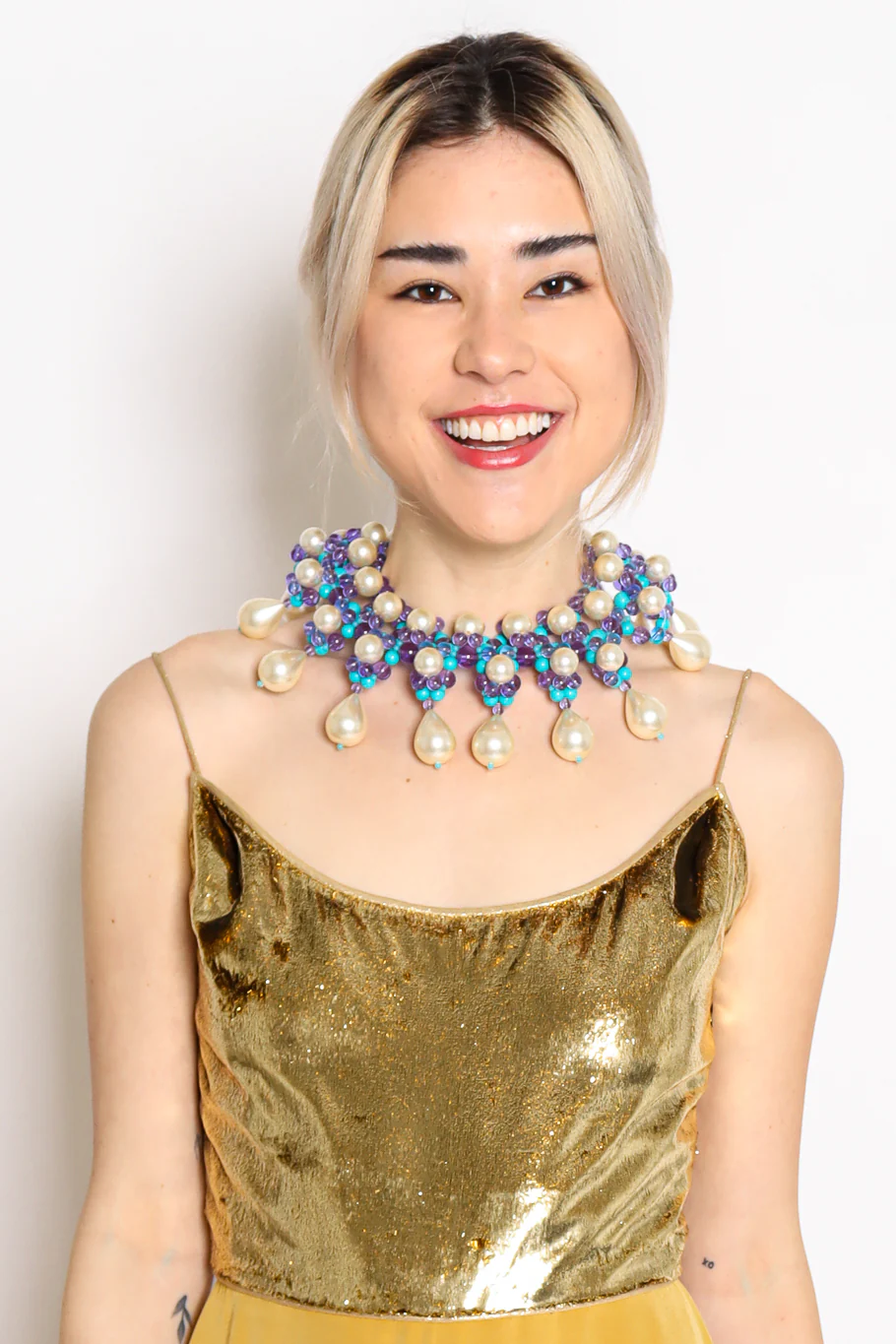 Pearl Bead Bib Necklace - Image 2