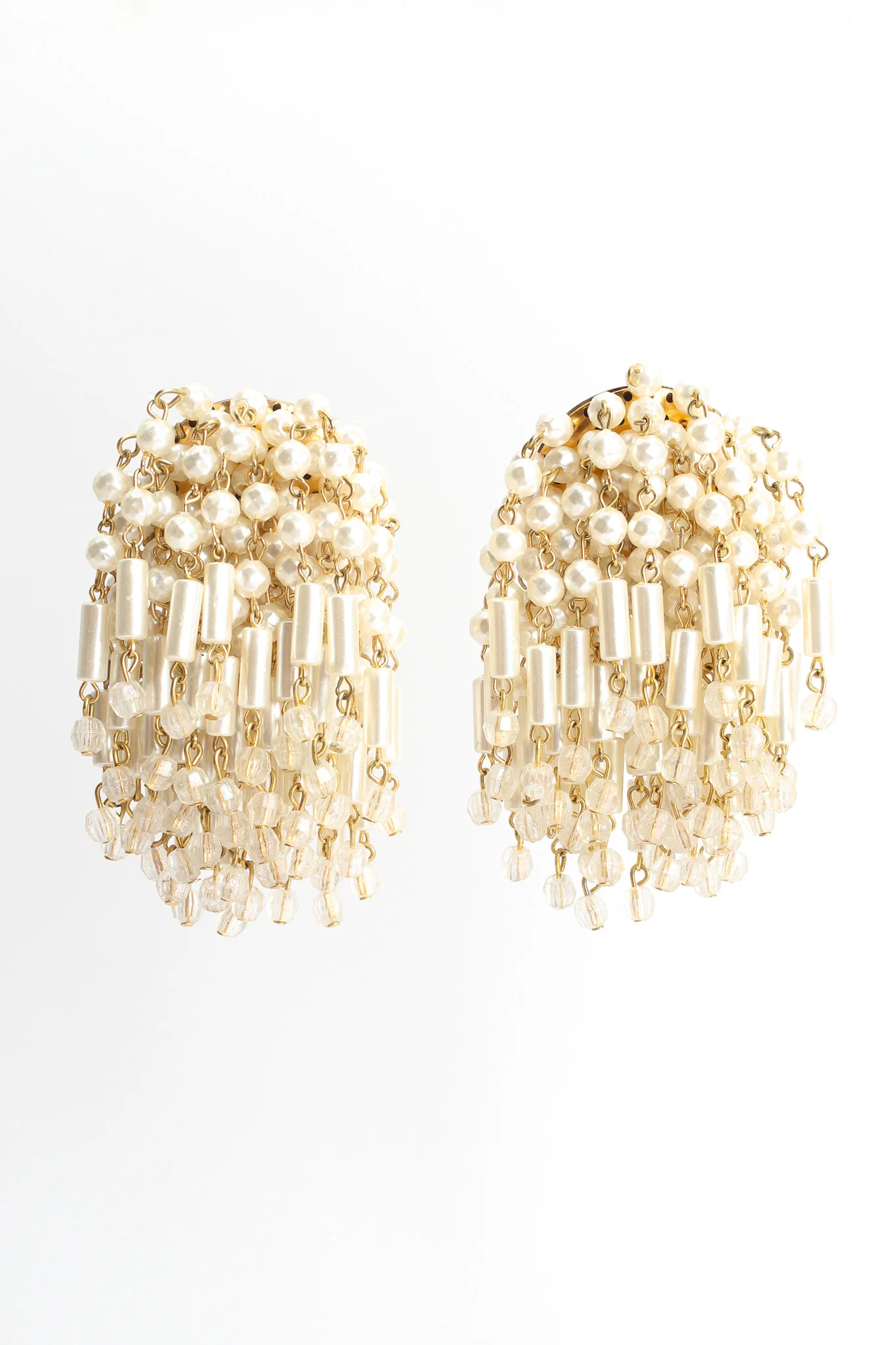 Pearl & Bead Cluster Waterfall Earrings