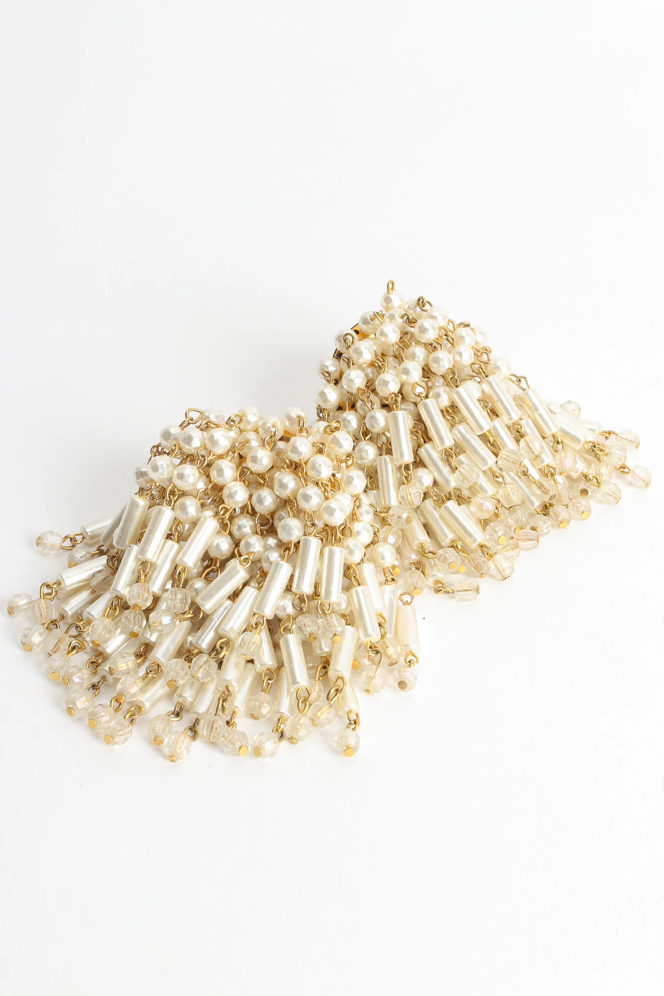 Pearl & Bead Cluster Waterfall Earrings - Image 6