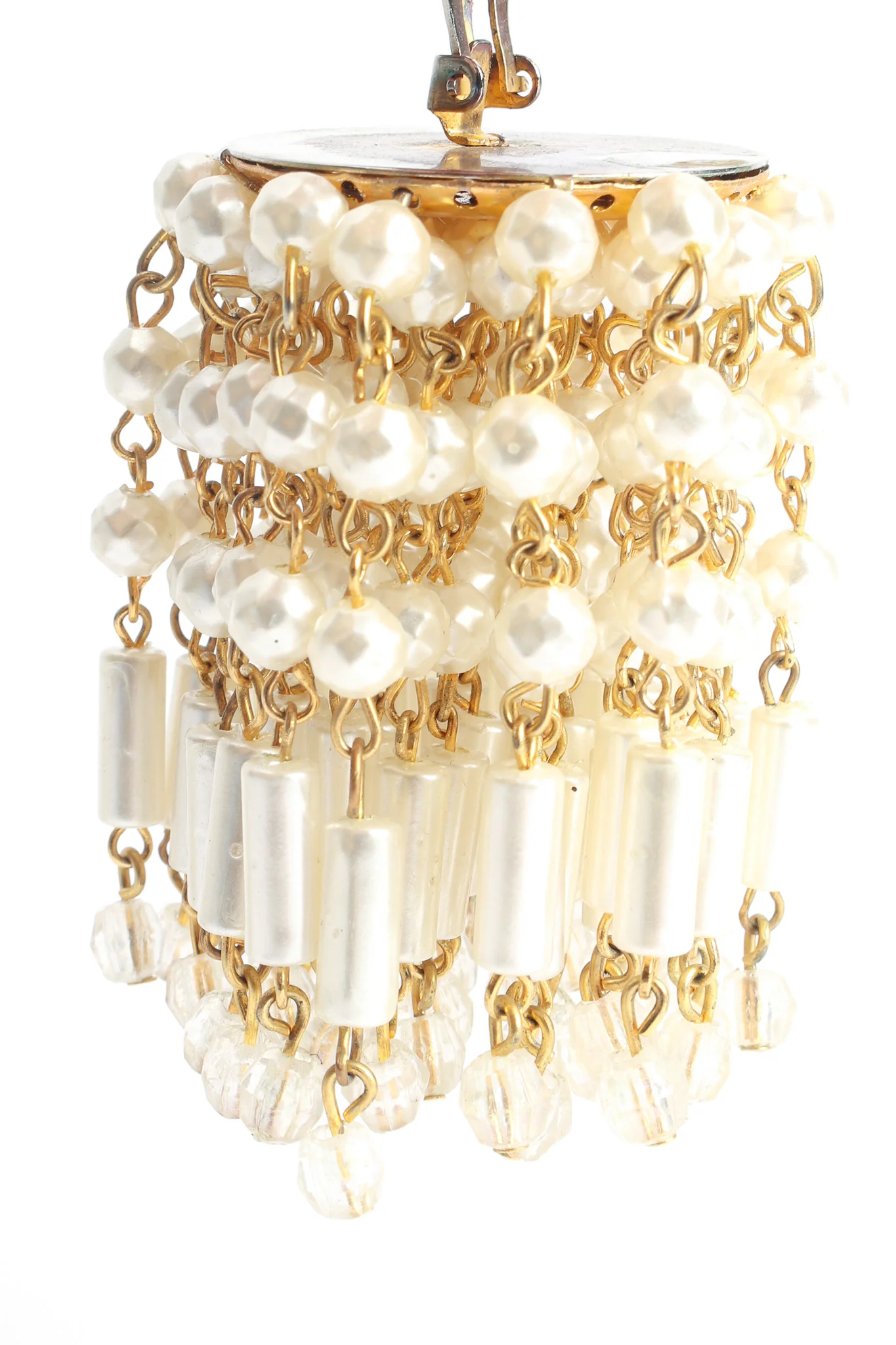 Pearl & Bead Cluster Waterfall Earrings - Image 7