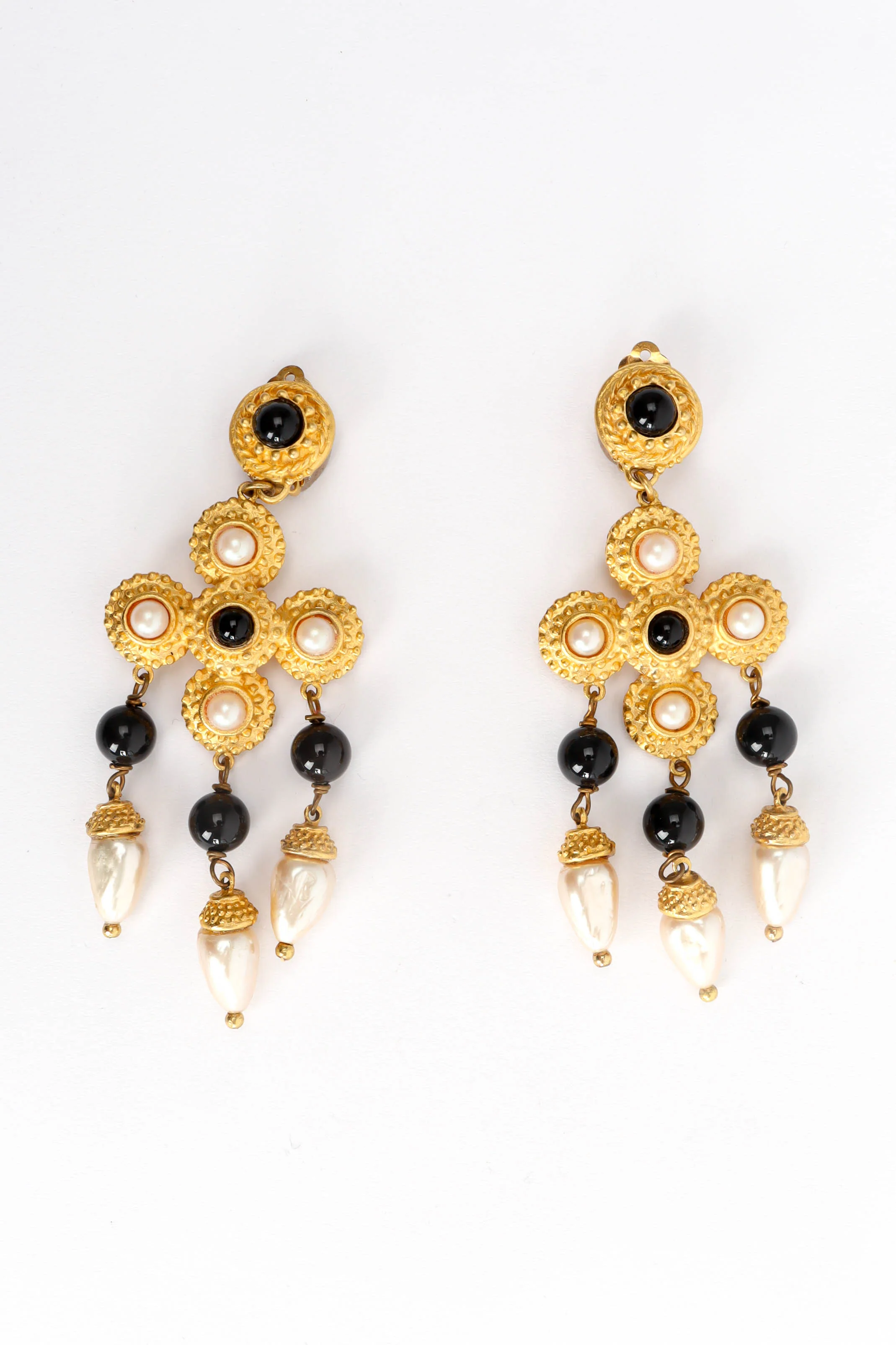 Pearl Bead Cross Earrings - Image 3
