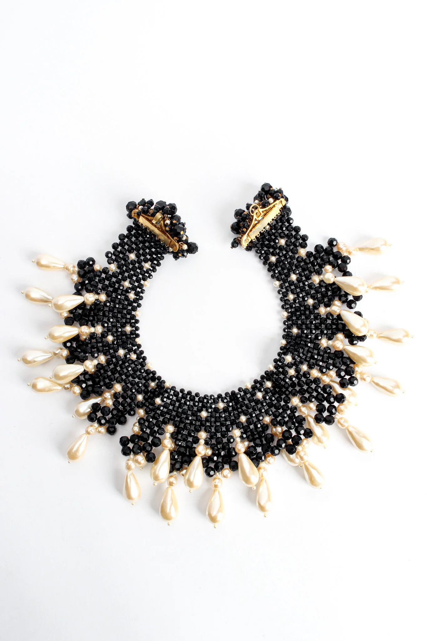 Pearl Beaded Teardrop Bib Necklace - Image 3