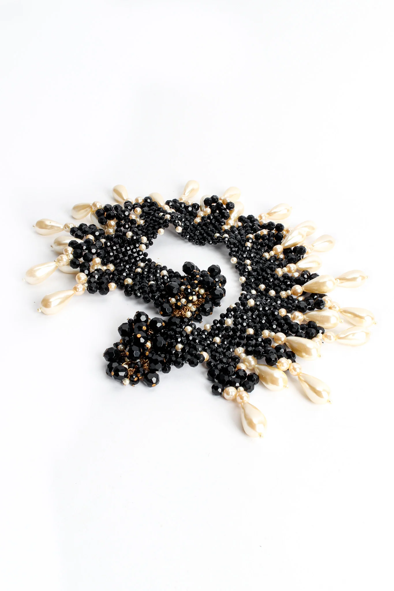 Pearl Beaded Teardrop Bib Necklace - Image 4