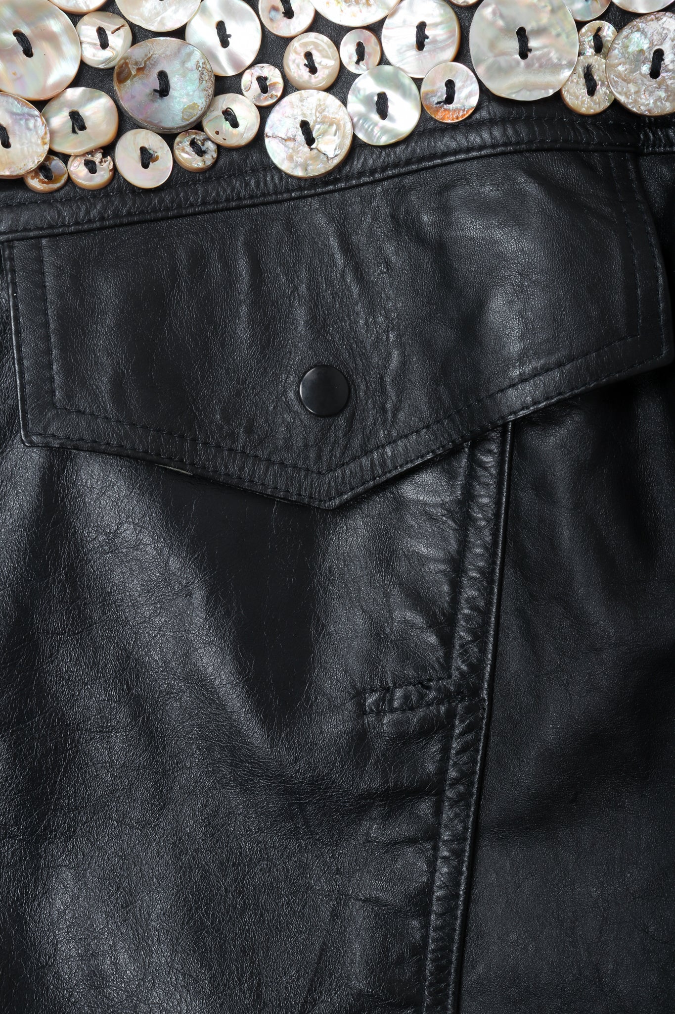 Pearl Button Leather Jacket & Belt - Image 10