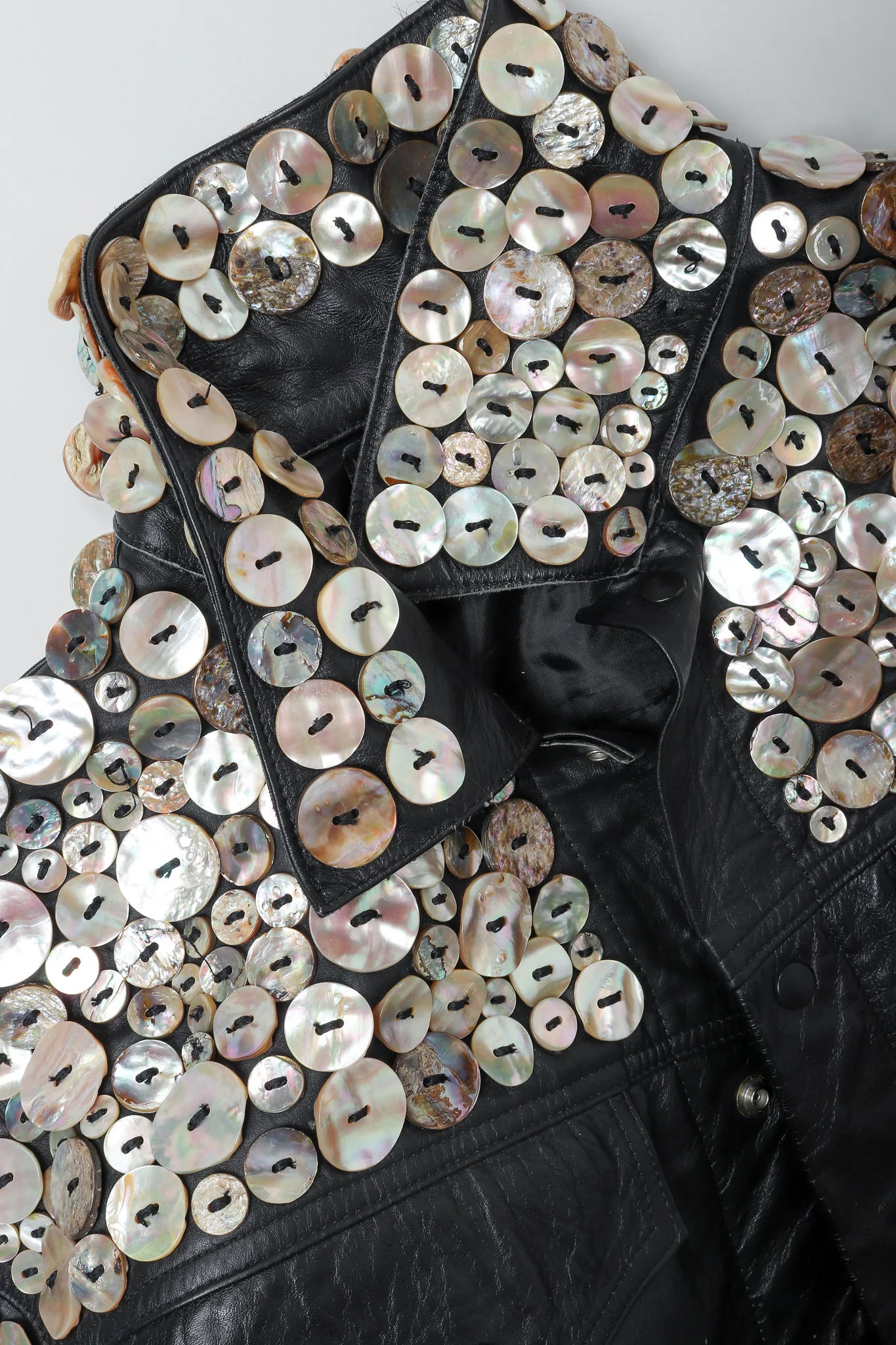 Pearl Button Leather Jacket & Belt - Image 8