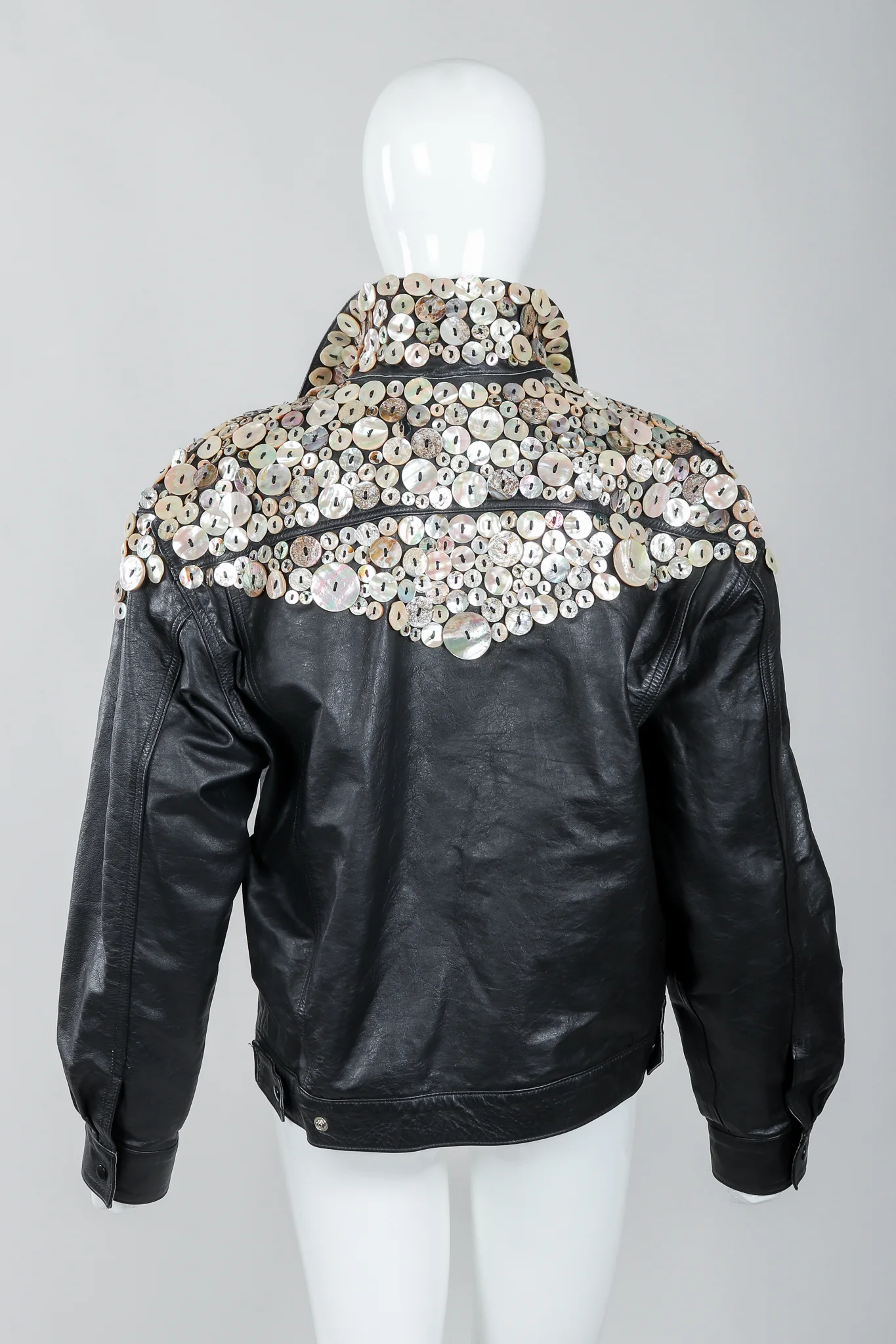Pearl Button Leather Jacket & Belt - Image 9