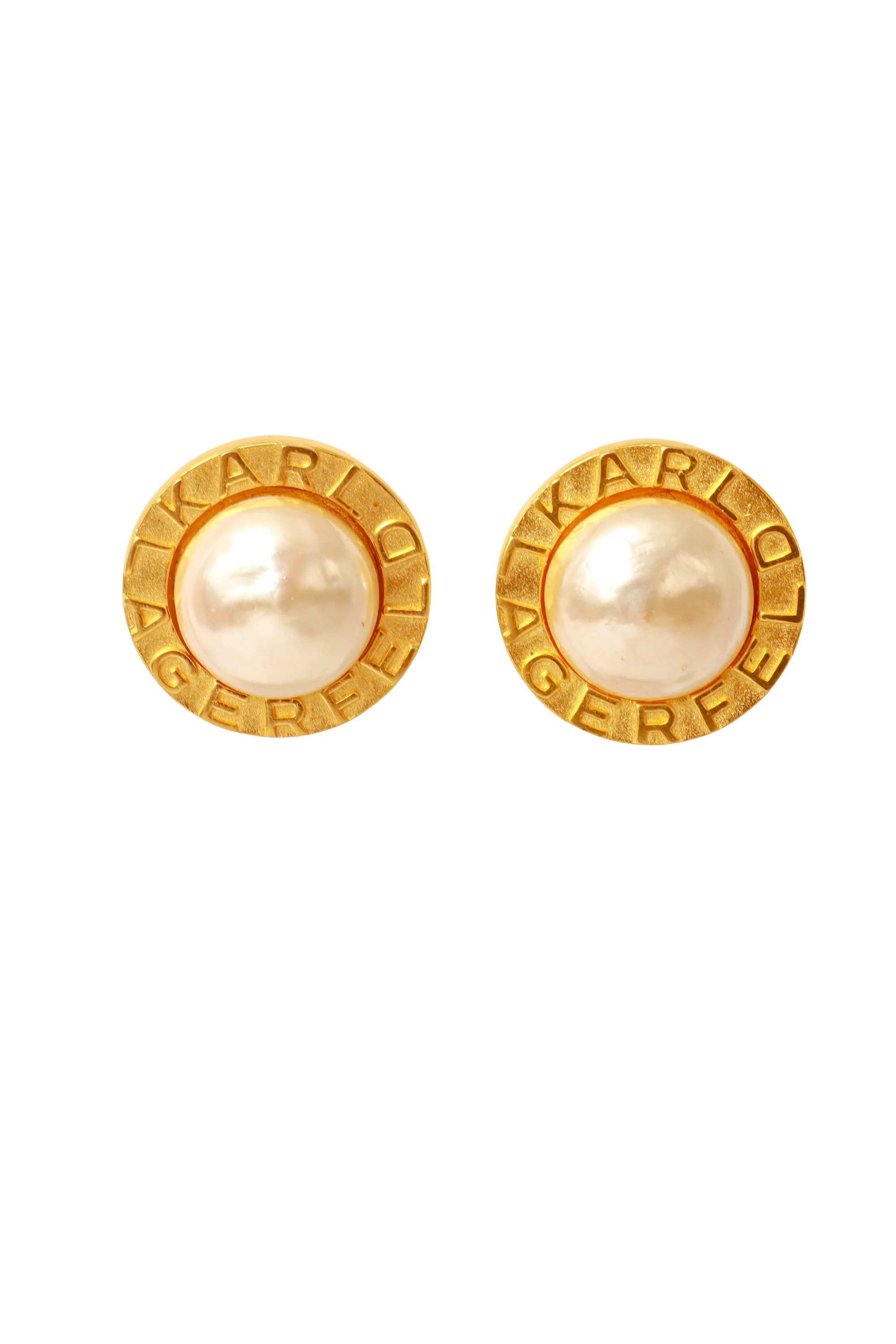 Pearl Button Logo Earrings