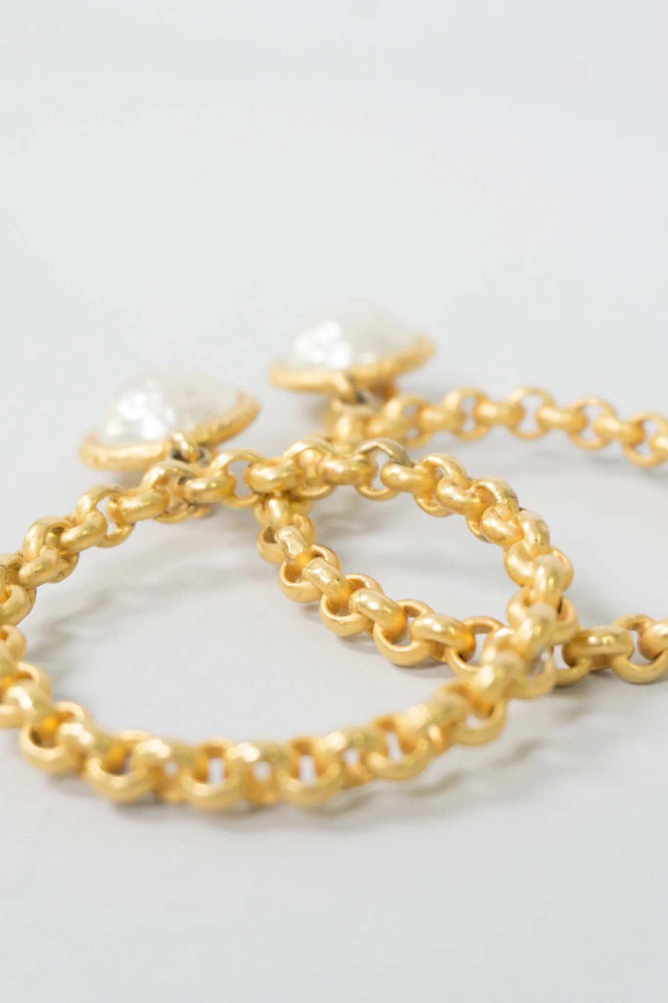 Pearl Chain Hoop Earrings - Image 12