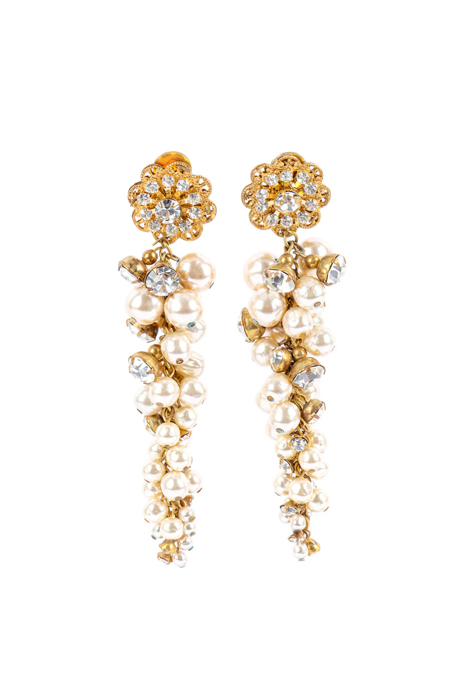 Pearl Cluster Strand Drop Earrings