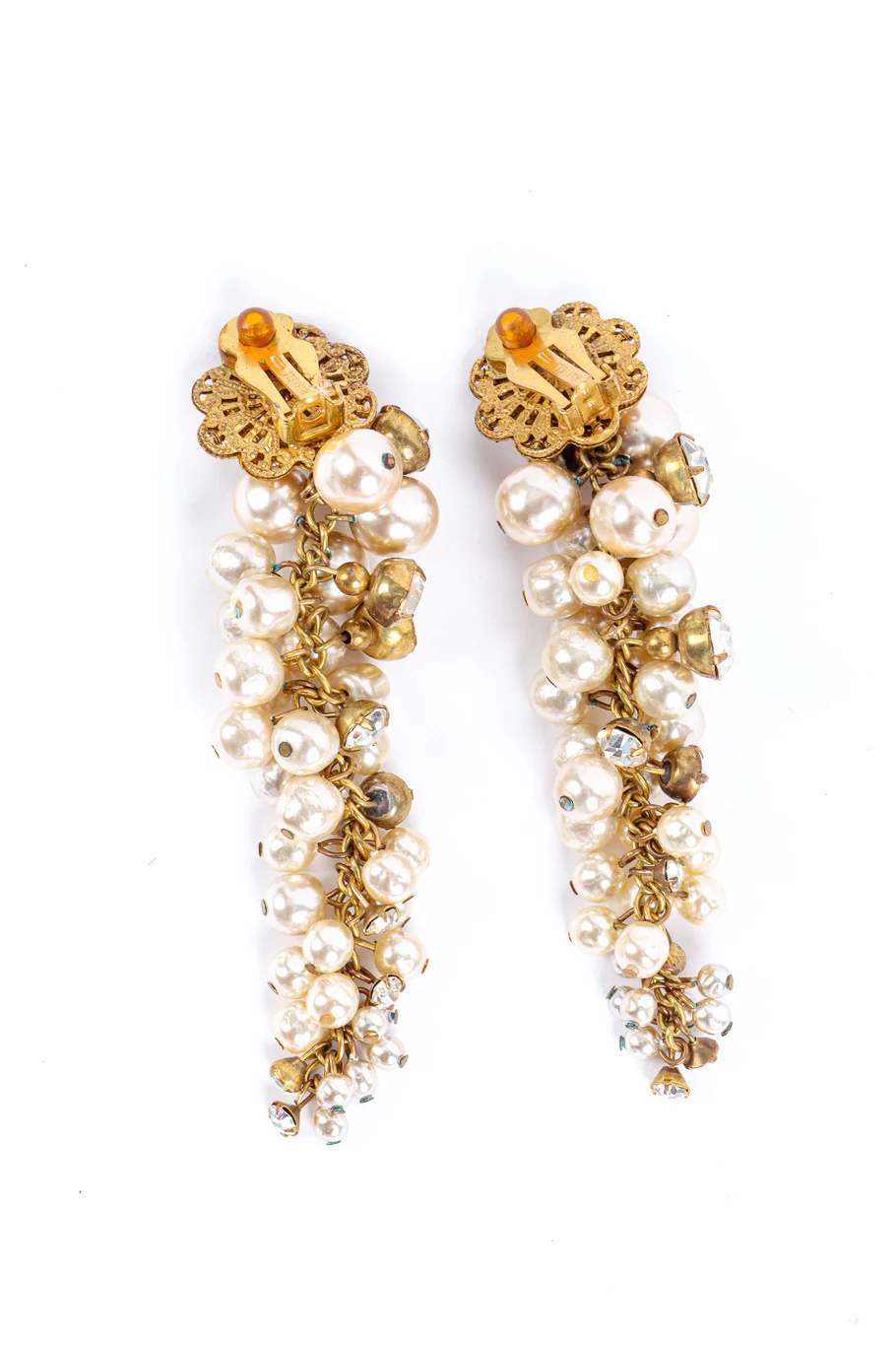 Pearl Cluster Strand Drop Earrings - Image 3