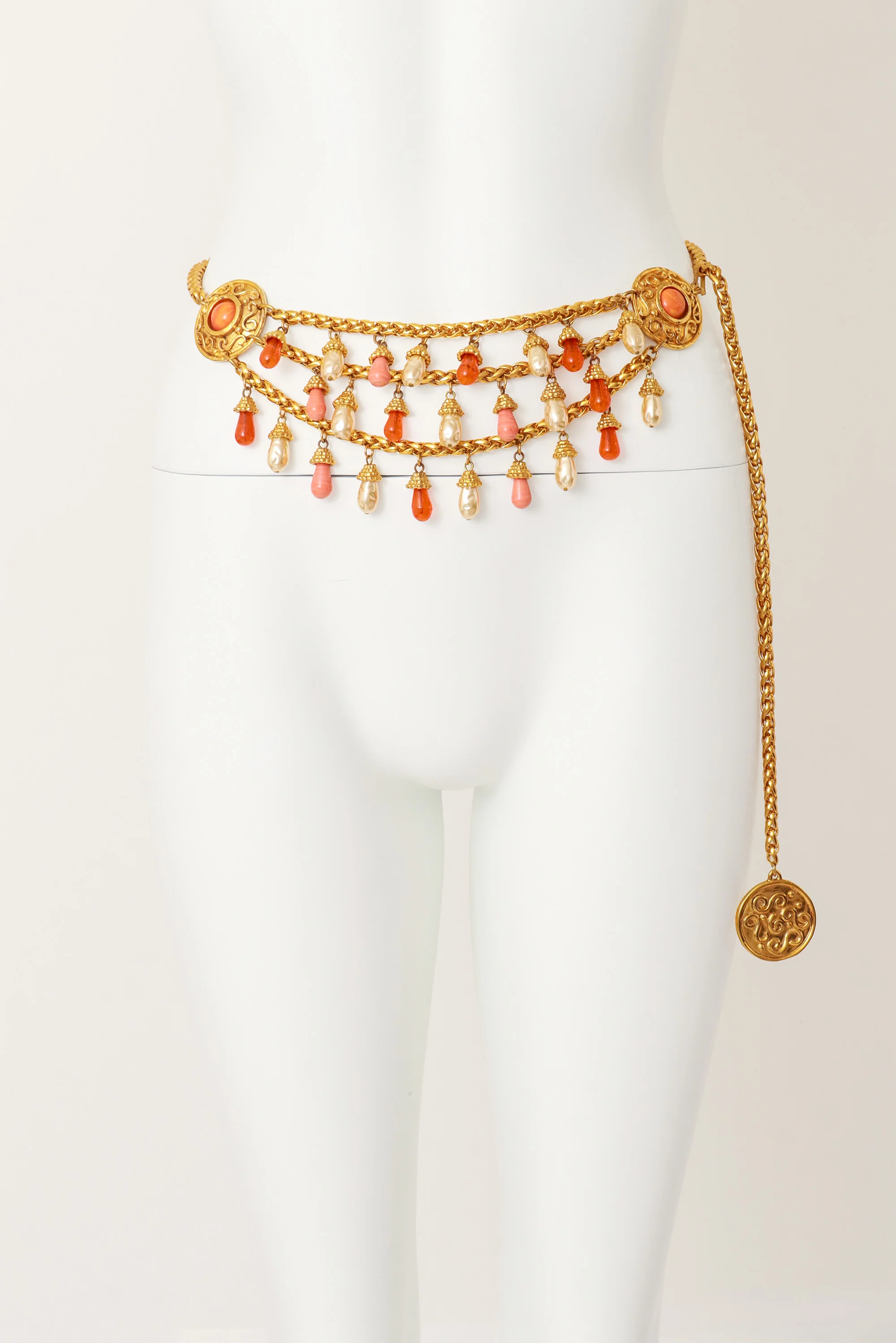 Pearl & Coral Drop Chain Belt - Image 2