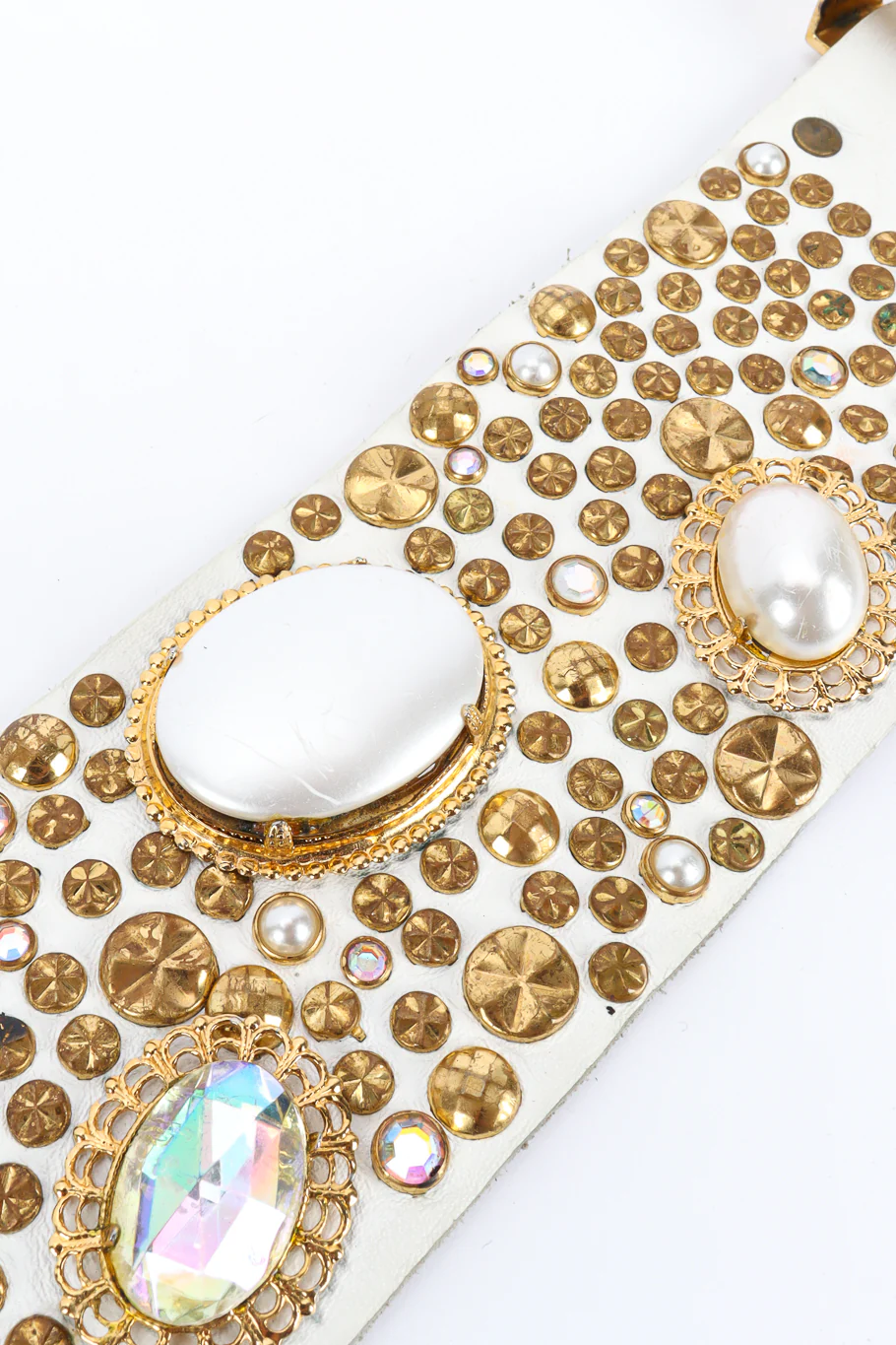 Pearl Crystal Studded Leather Belt - Image 14