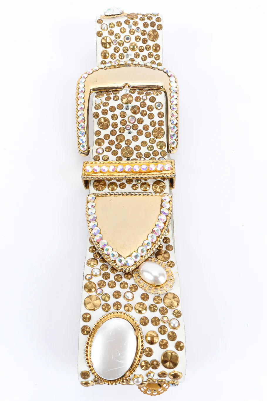 Pearl Crystal Studded Leather Belt - Image 2