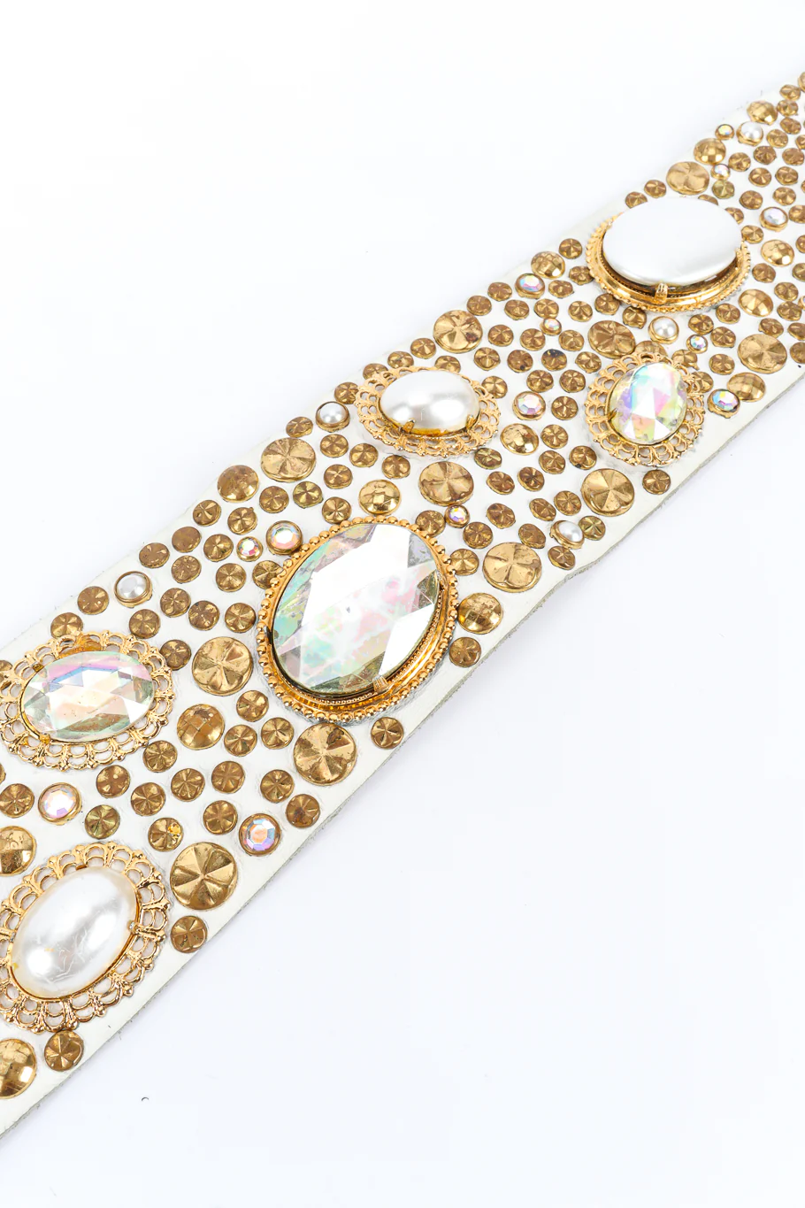 Pearl Crystal Studded Leather Belt - Image 3
