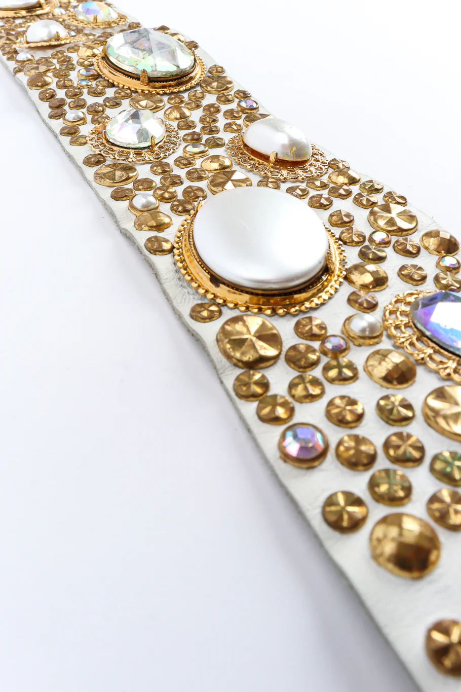 Pearl Crystal Studded Leather Belt - Image 4