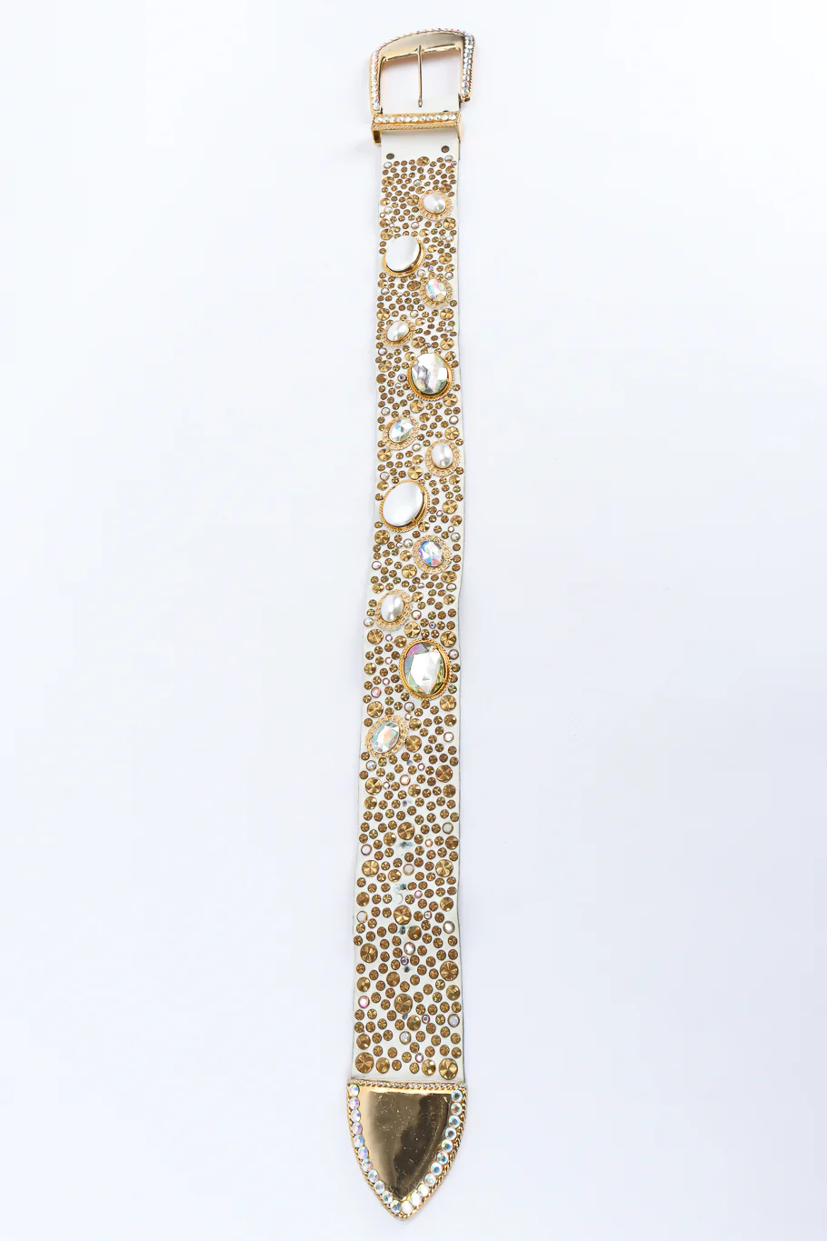 Pearl Crystal Studded Leather Belt - Image 8
