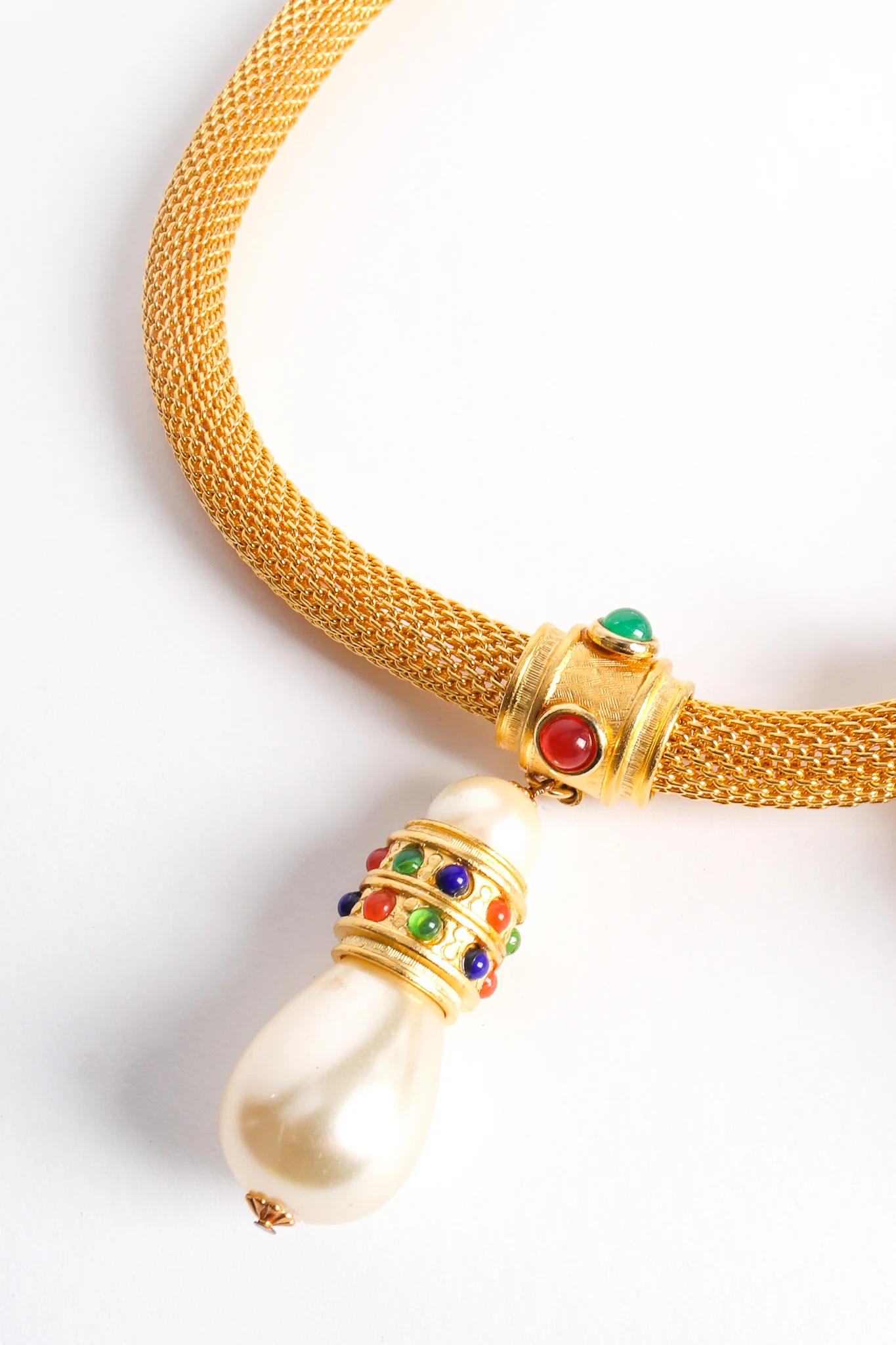 Pearl Drop Mesh Collar Necklace - Image 6