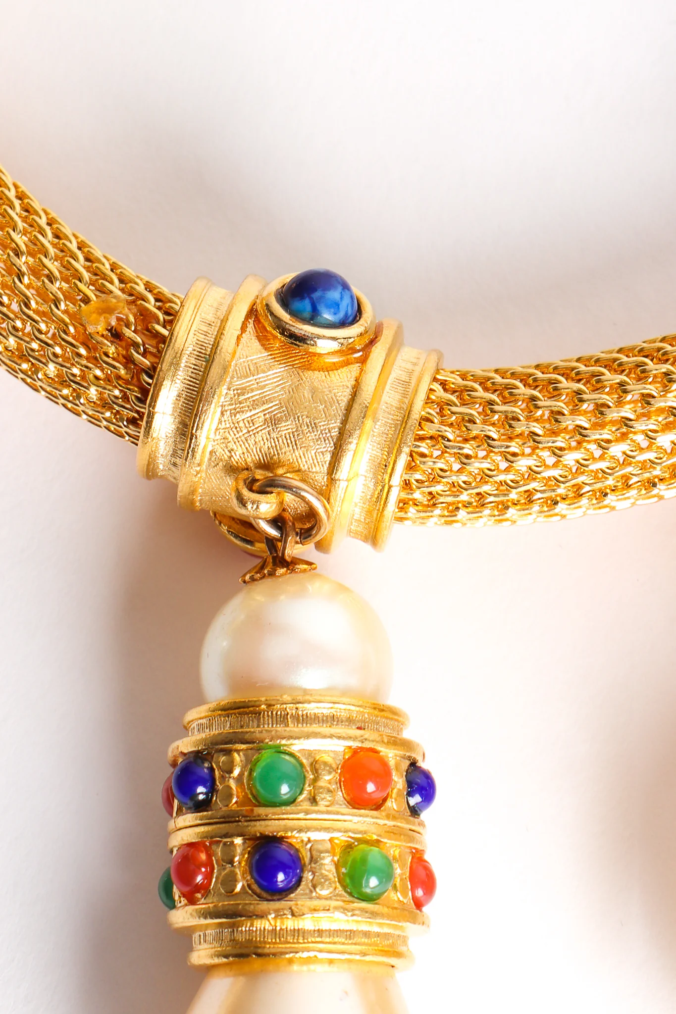 Pearl Drop Mesh Collar Necklace - Image 8