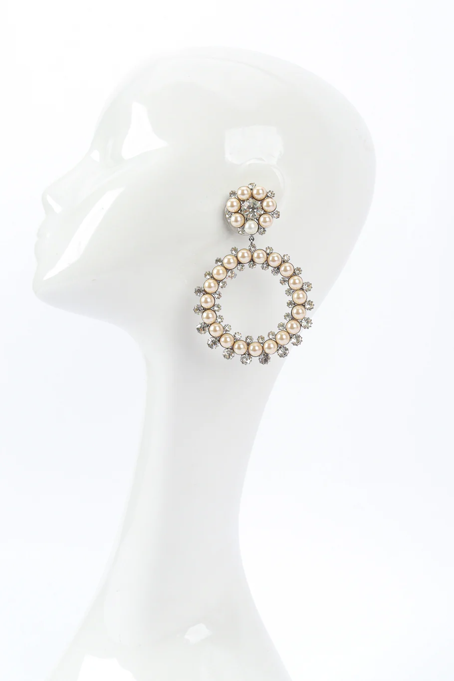 Pearl Hoop Drop Earrings - Image 2