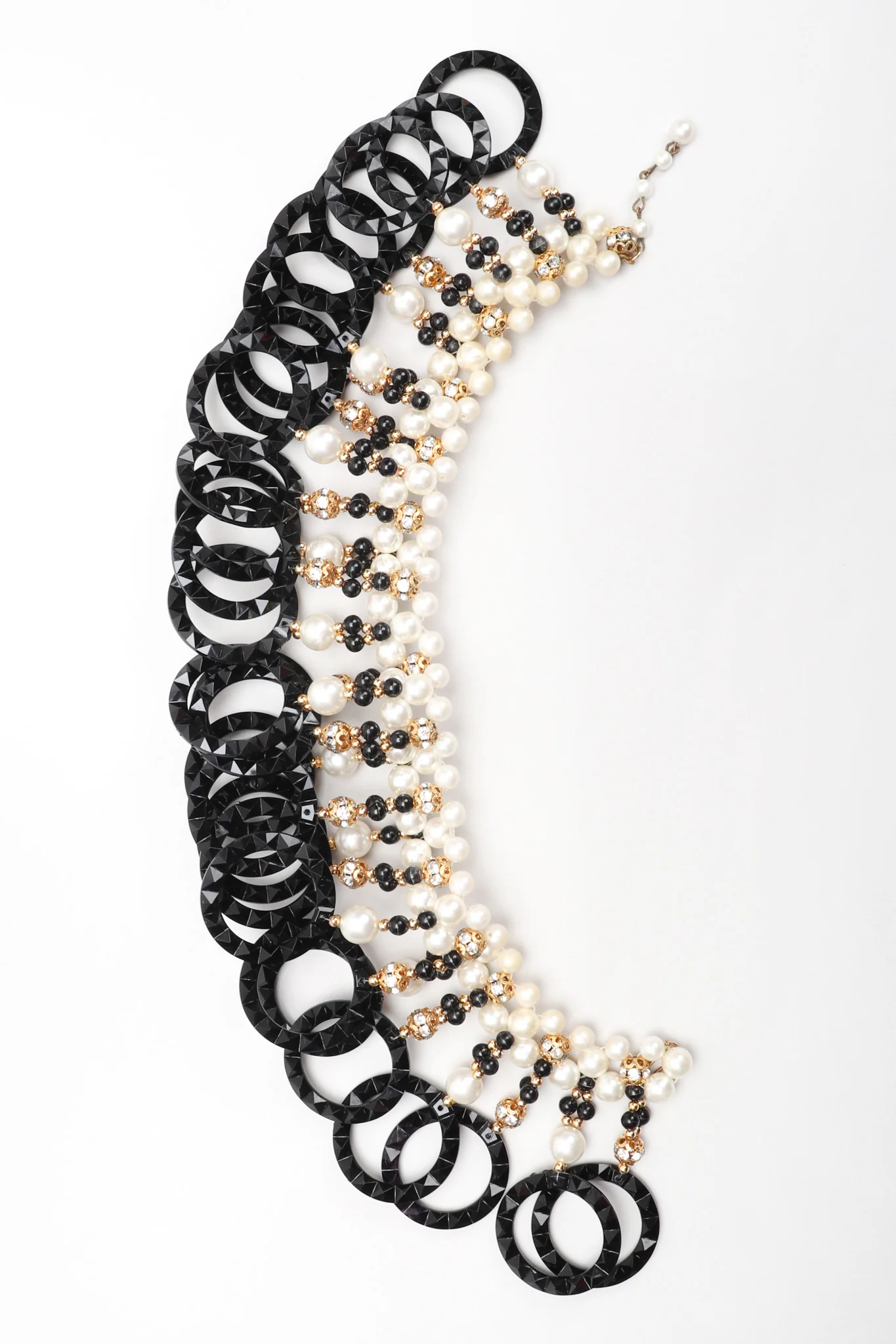 Pearl Lucite Ring Collar Necklace - Image 5