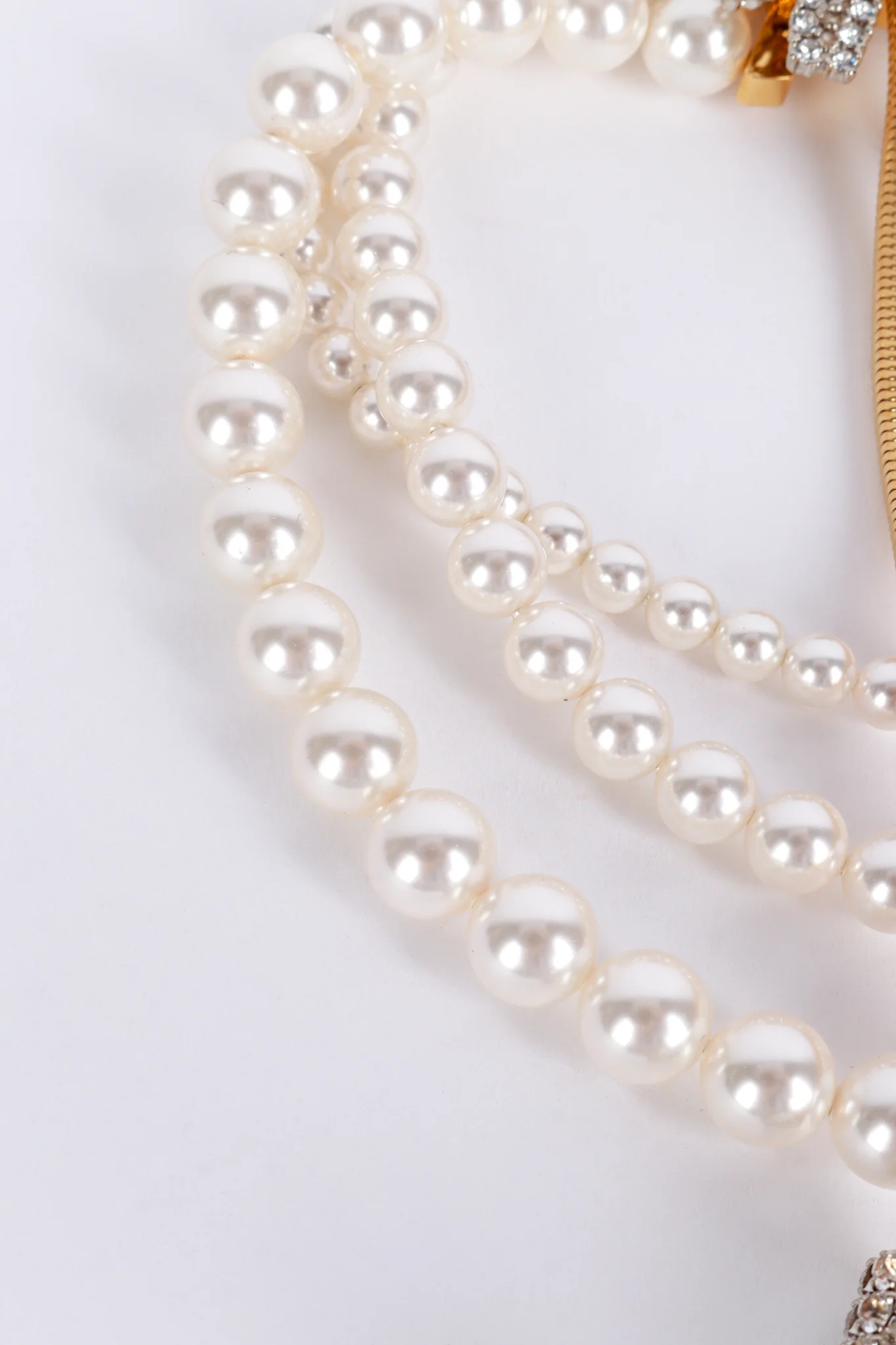 2012 C Pearl Rhinestone Bow Drop Choker Necklace - Image 3