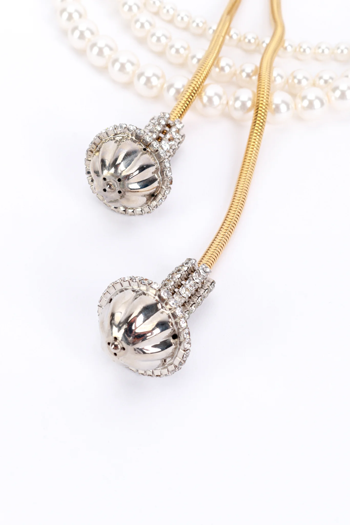2012 C Pearl Rhinestone Bow Drop Choker Necklace - Image 5