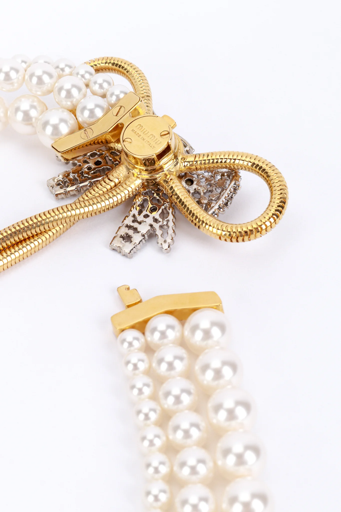 2012 C Pearl Rhinestone Bow Drop Choker Necklace - Image 6