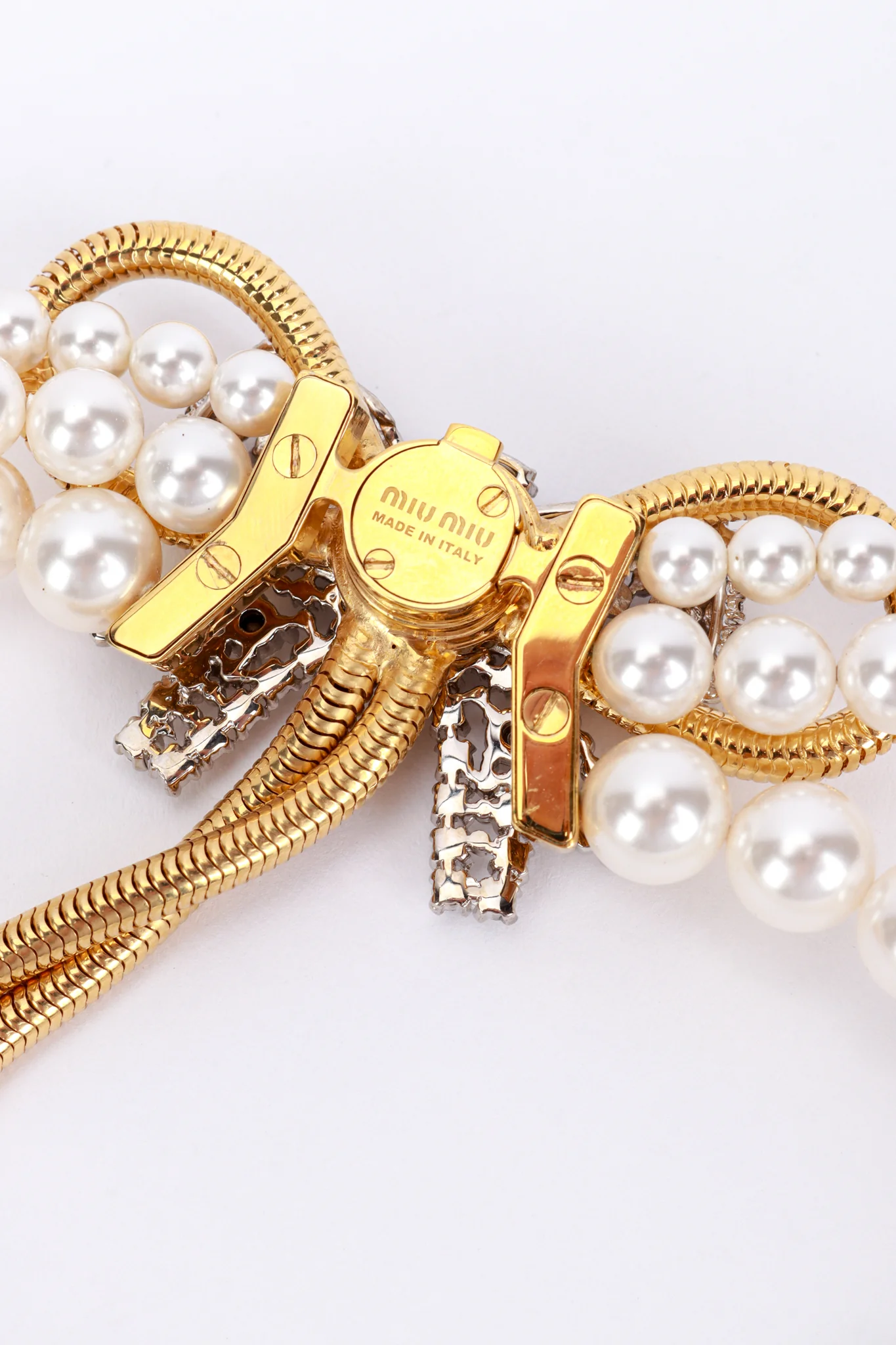 2012 C Pearl Rhinestone Bow Drop Choker Necklace - Image 7