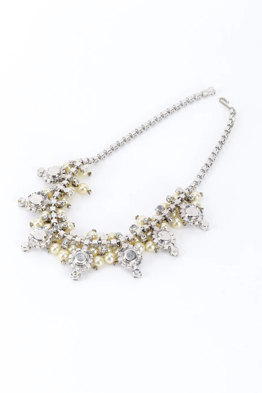 Pearl & Rhinestone Cluster Collar Necklace - Image 4