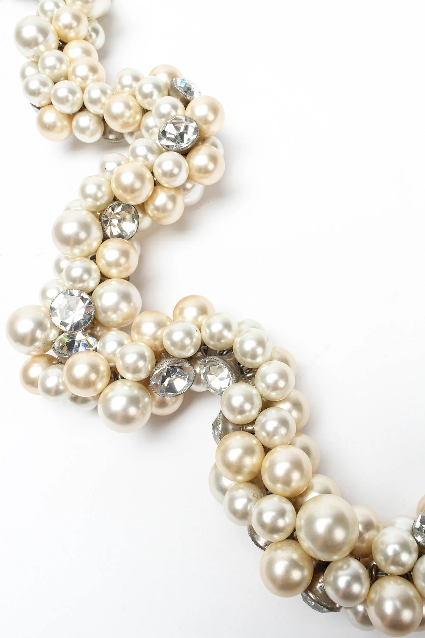 Pearl & Rhinestone Cluster Necklace - Image 5