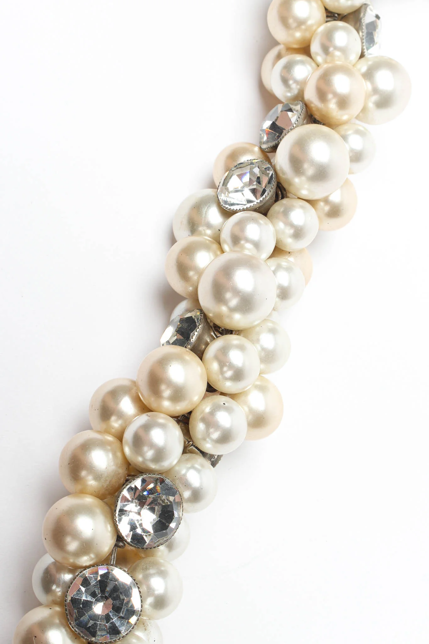 Pearl & Rhinestone Cluster Necklace - Image 6